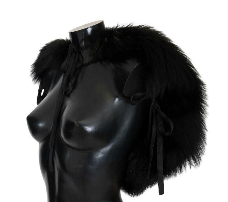 Dolce & Gabbana Black Silver Fox Fur Scarf Dolce & Gabbana