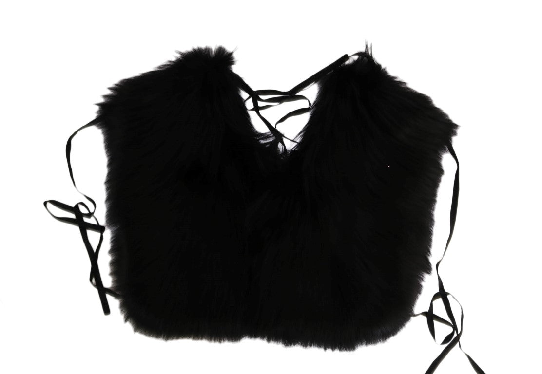 Dolce & Gabbana Black Silver Fox Fur Scarf Dolce & Gabbana
