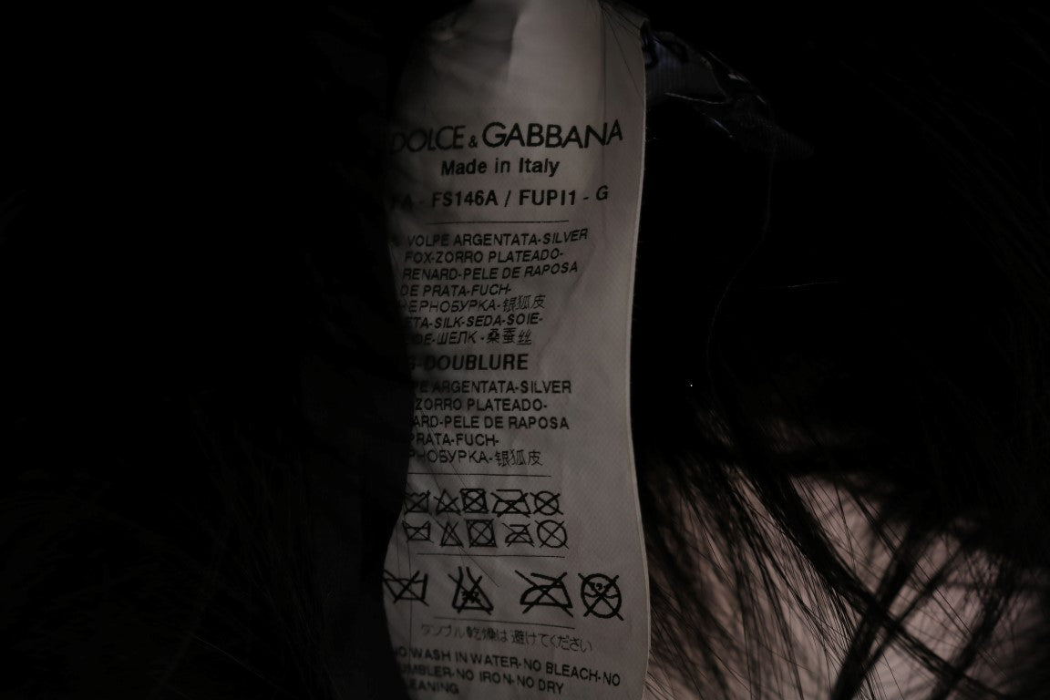 Dolce & Gabbana Black Silver Fox Fur Scarf Dolce & Gabbana
