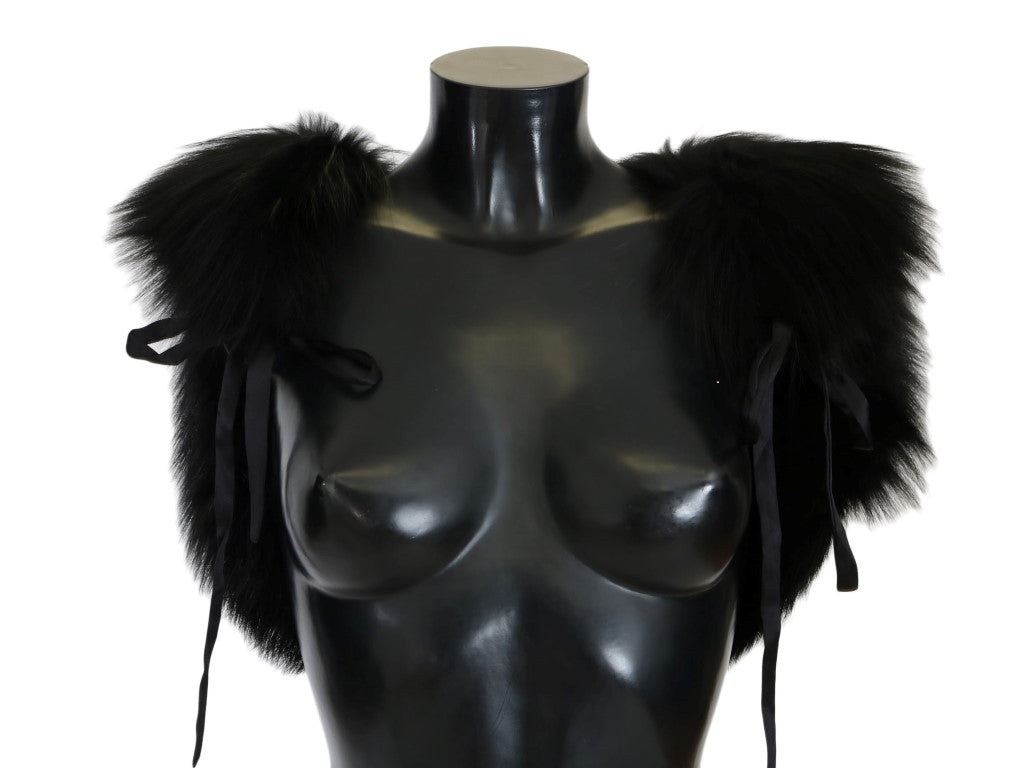 Dolce & Gabbana Black Silver Fox Fur Scarf Dolce & Gabbana