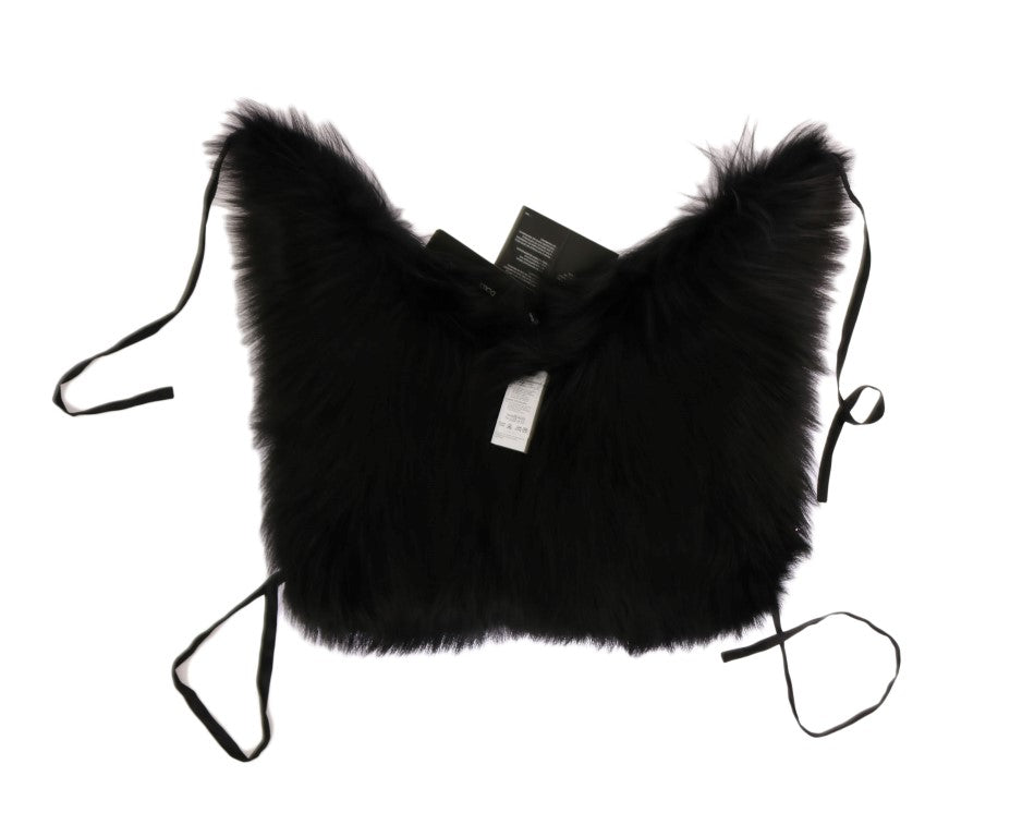 Dolce & Gabbana Black Silver Fox Fur Scarf Dolce & Gabbana