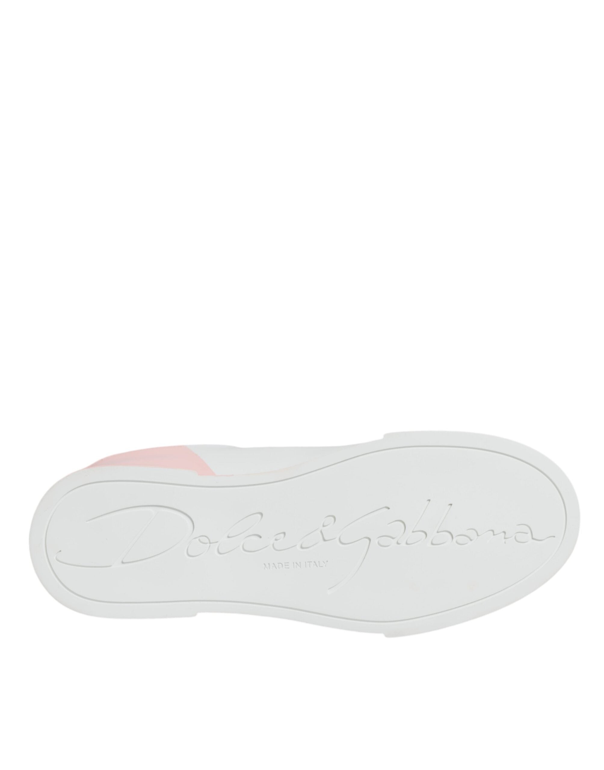 Dolce & Gabbana White Pink Portofino Low Top Sneakers Shoes Dolce & Gabbana