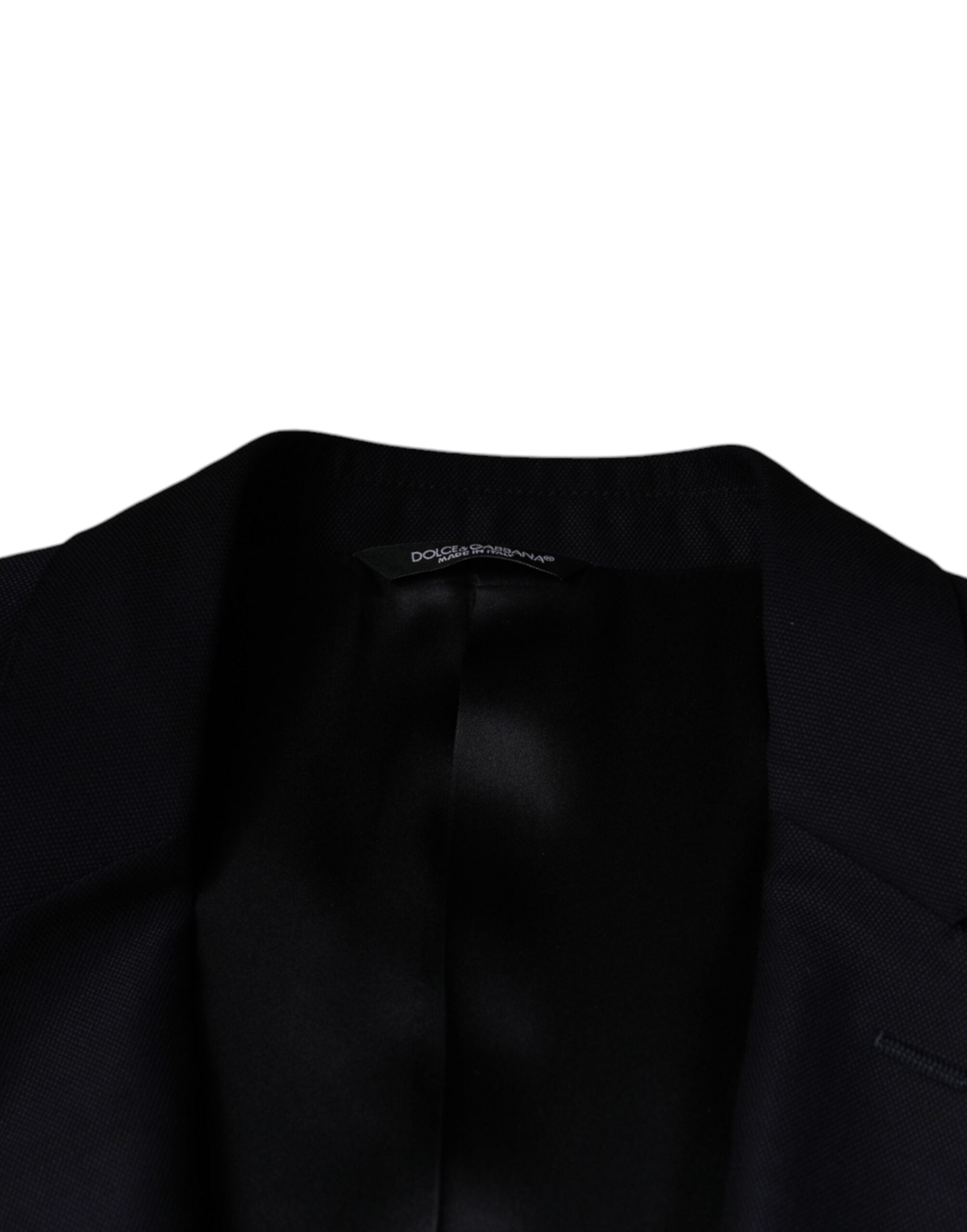 Dolce & Gabbana Dark Blue Wool Single Breasted Dress Coat Blazer Dolce & Gabbana