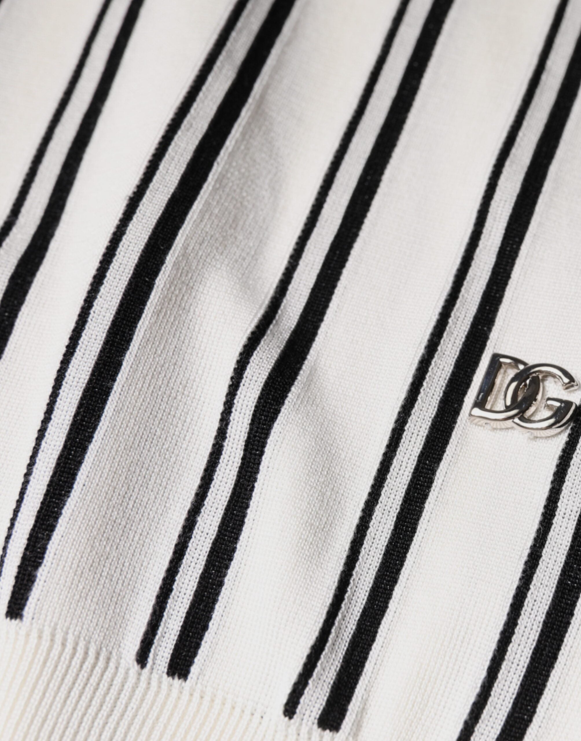 Dolce & Gabbana White Black Stripe Polo Short Sleeve T-shirt Dolce & Gabbana