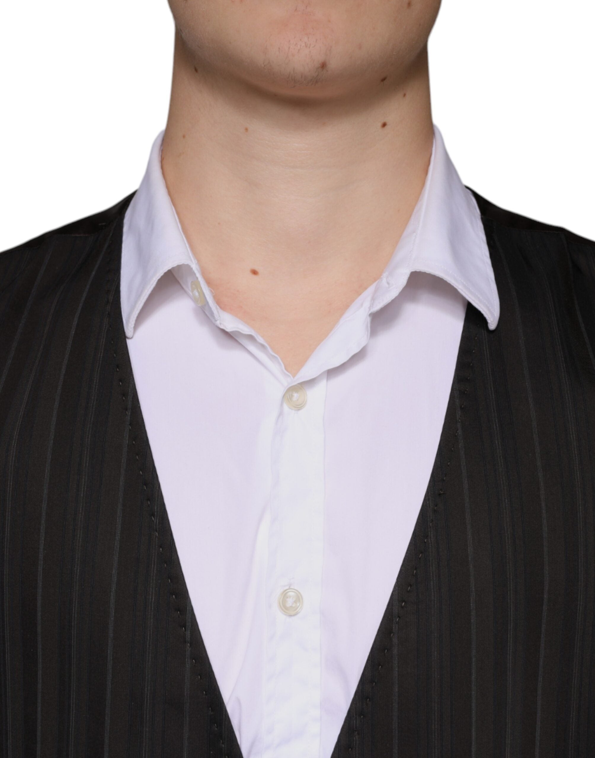 Dolce & Gabbana Black Cotton Waistcoat Dress Formal Vest Dolce & Gabbana
