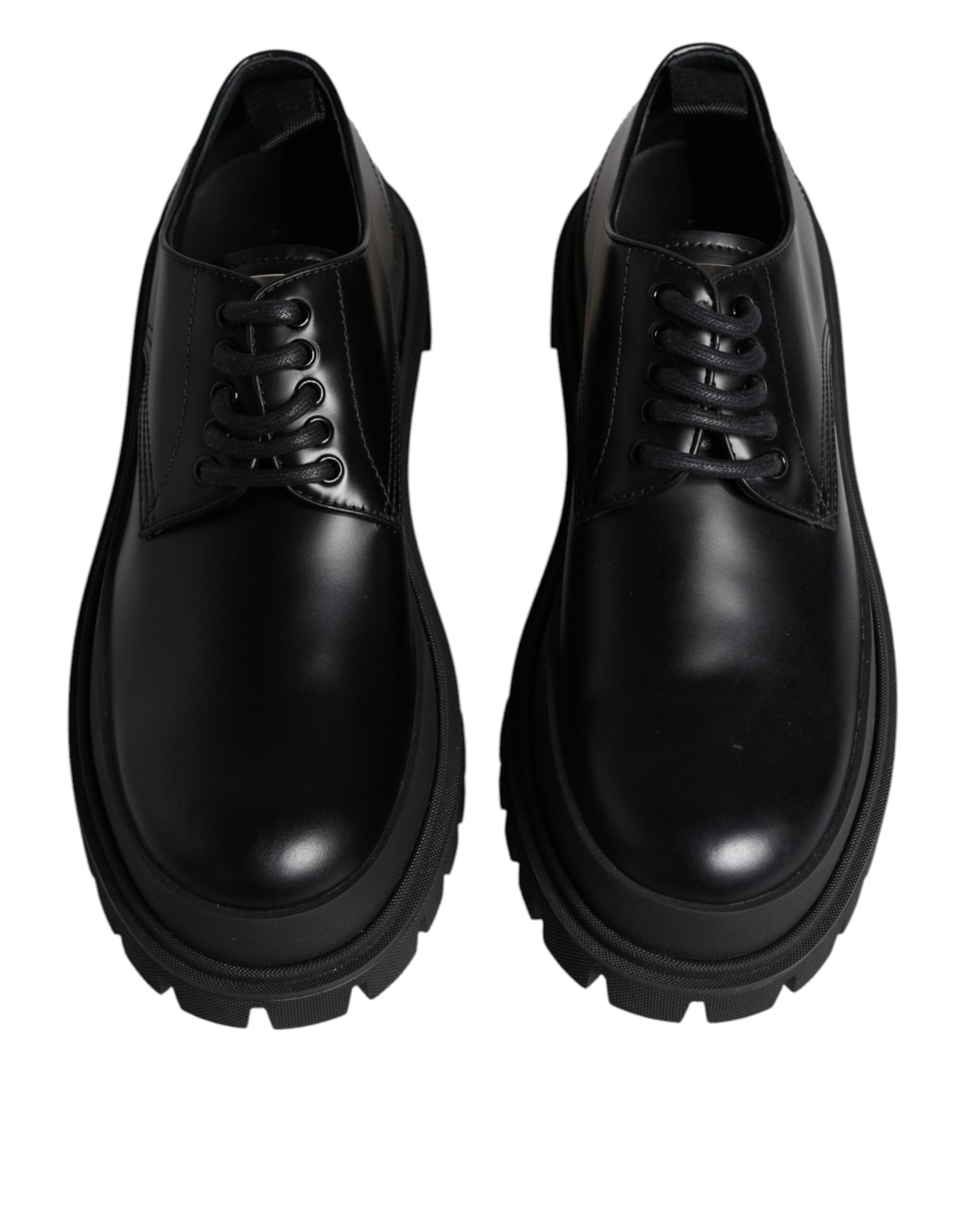 Dolce & Gabbana Black Leather Lace Up Trekking Dress Shoes Dolce & Gabbana