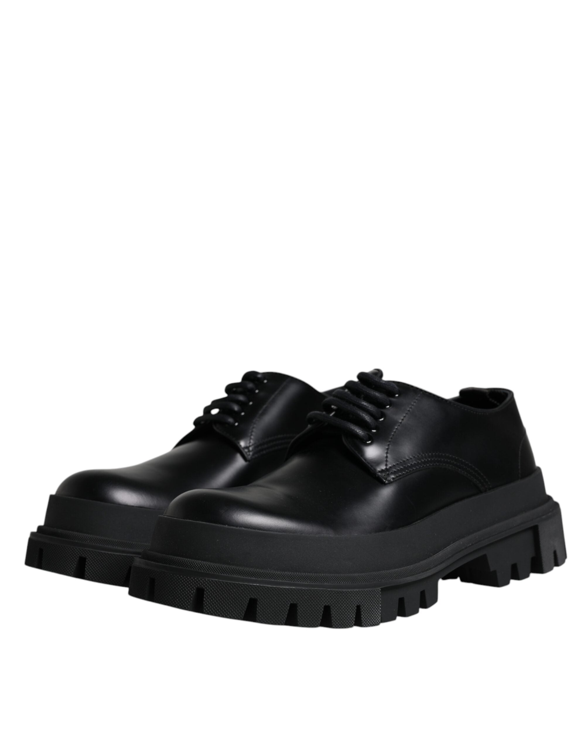 Dolce & Gabbana Black Leather Lace Up Trekking Dress Shoes Dolce & Gabbana