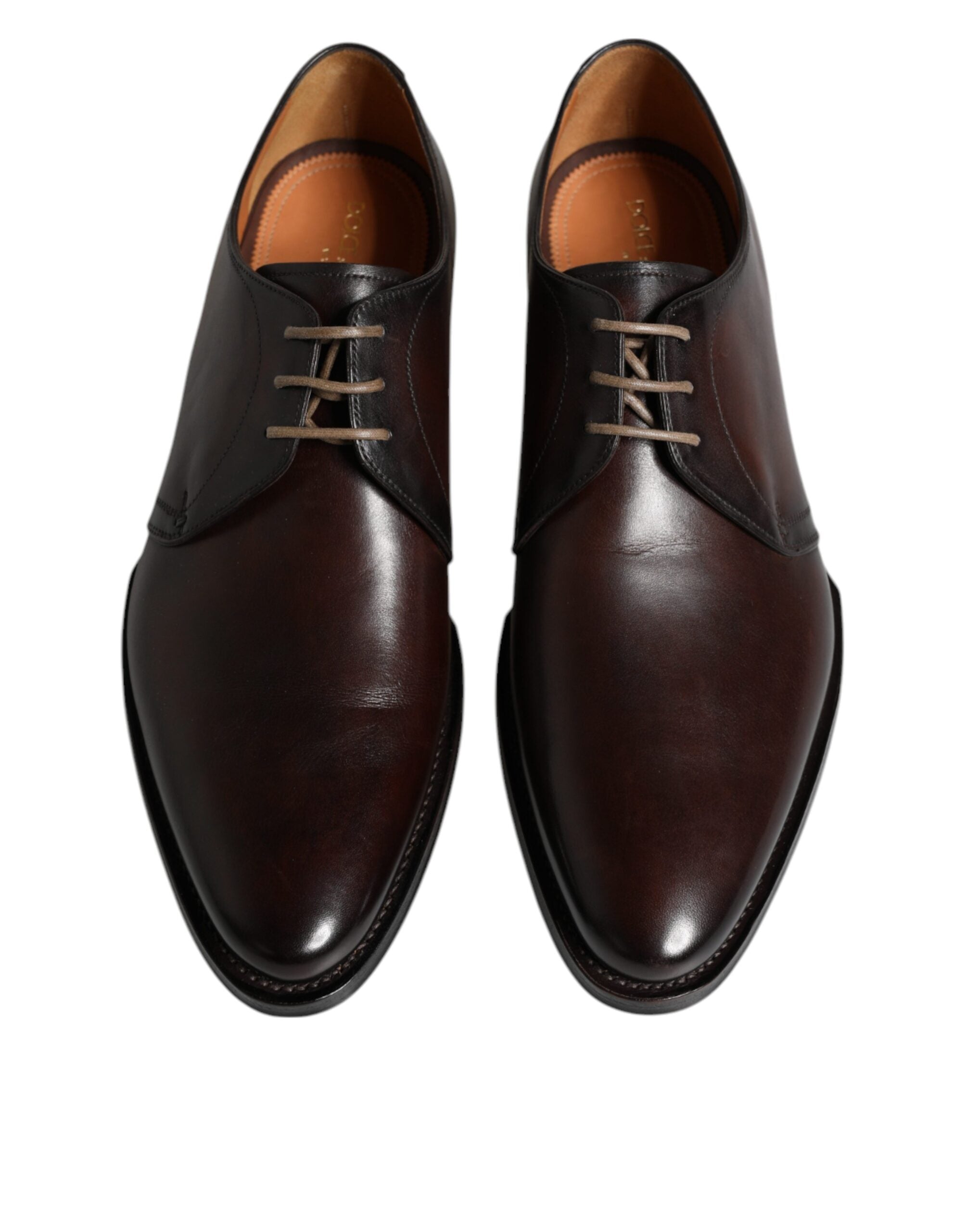 Dolce & Gabbana Brown Leather Lace Up Men Derby Formal Shoes Dolce & Gabbana