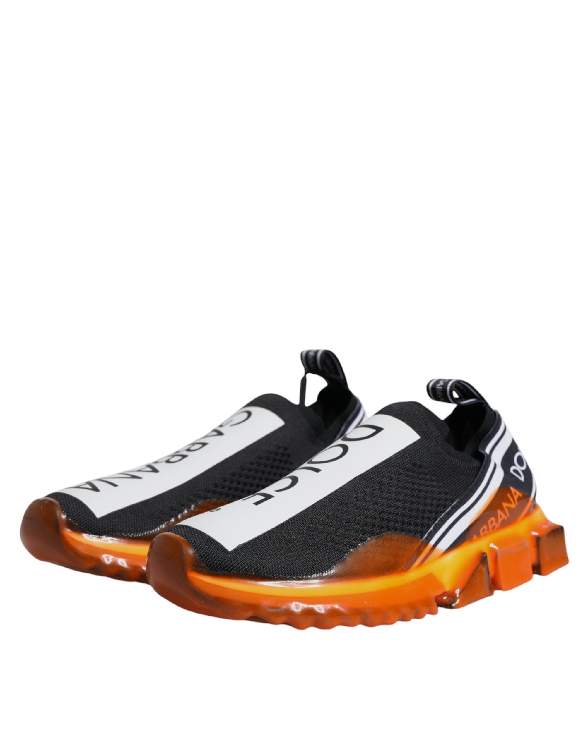 Dolce & Gabbana Black Orange Sorrento Slip On Sneakers Shoes Dolce & Gabbana