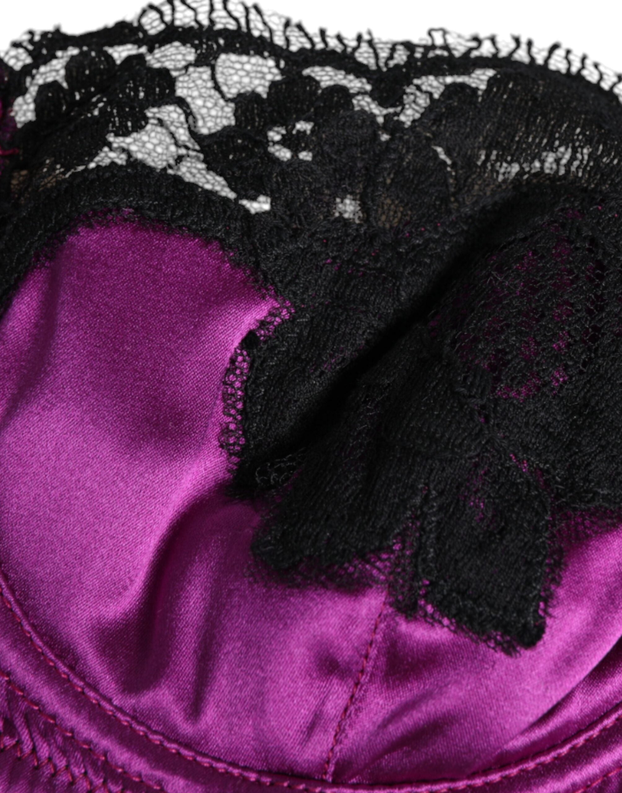 Dolce & Gabbana Purple Silk Underwired Balconette Bra Underwear Dolce & Gabbana