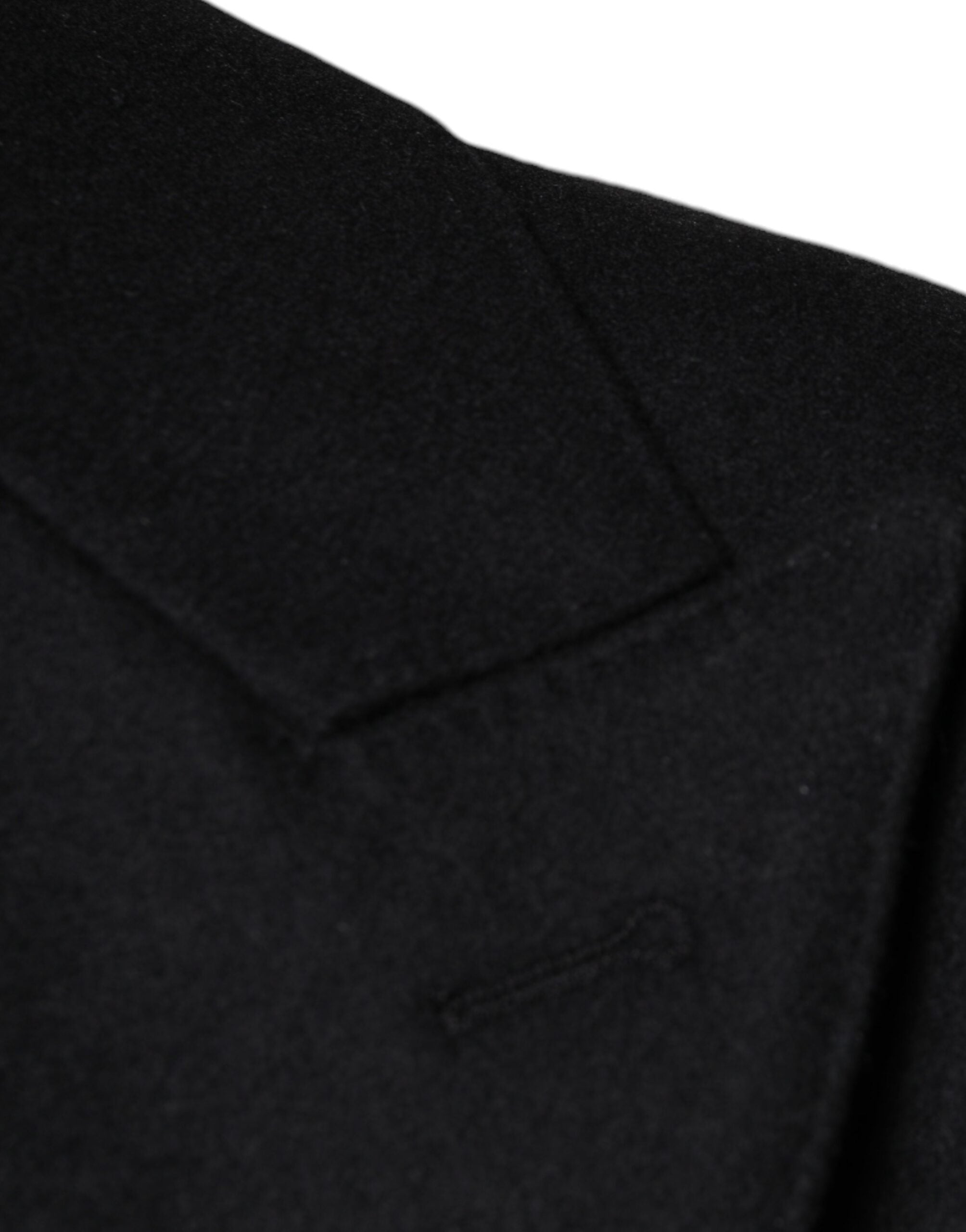 Dolce & Gabbana Black Wool Double Breasted Men Coat Jacket Dolce & Gabbana