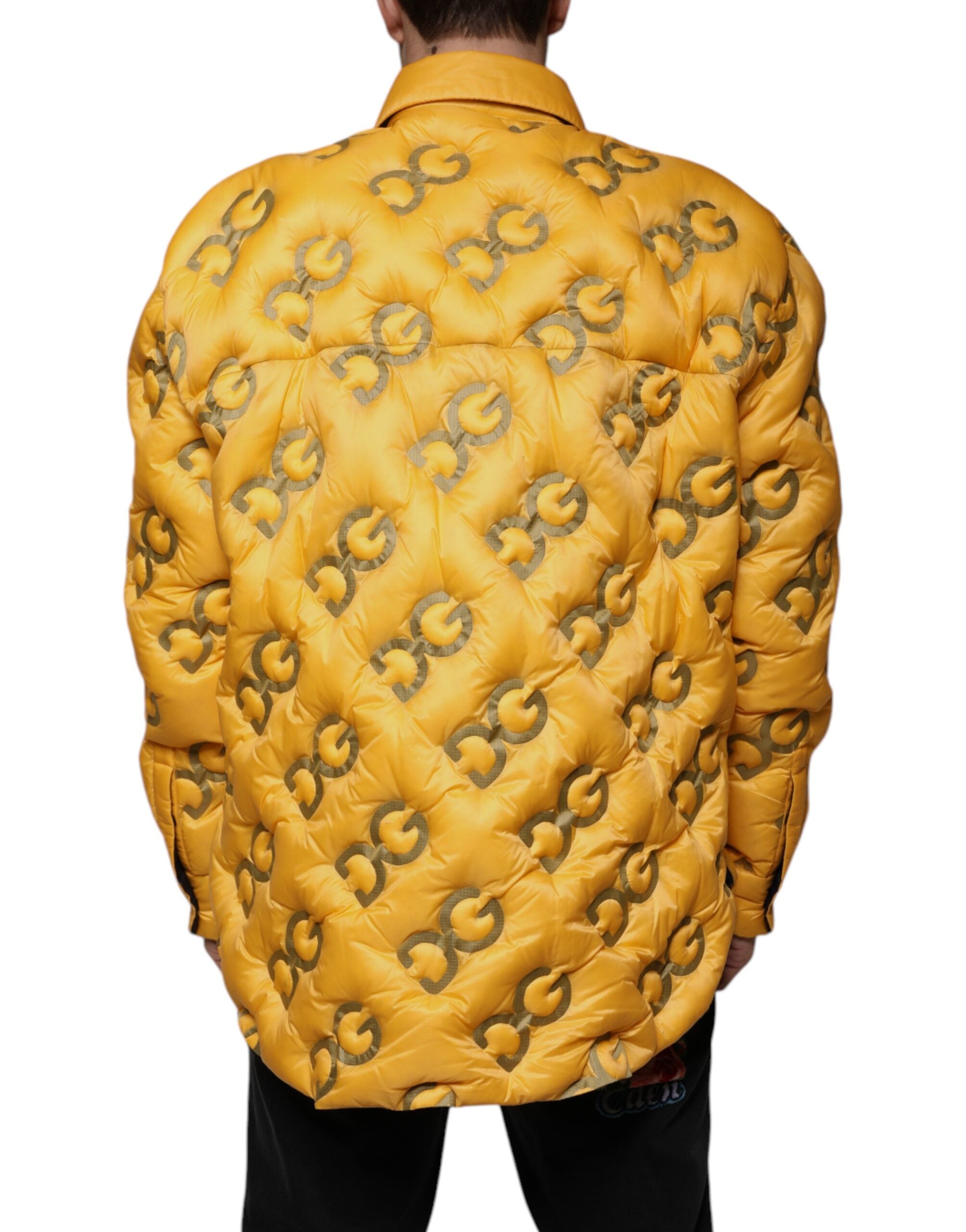 Dolce & Gabbana Yellow Logo Padded Buttoned Blouson Jacket Dolce & Gabbana