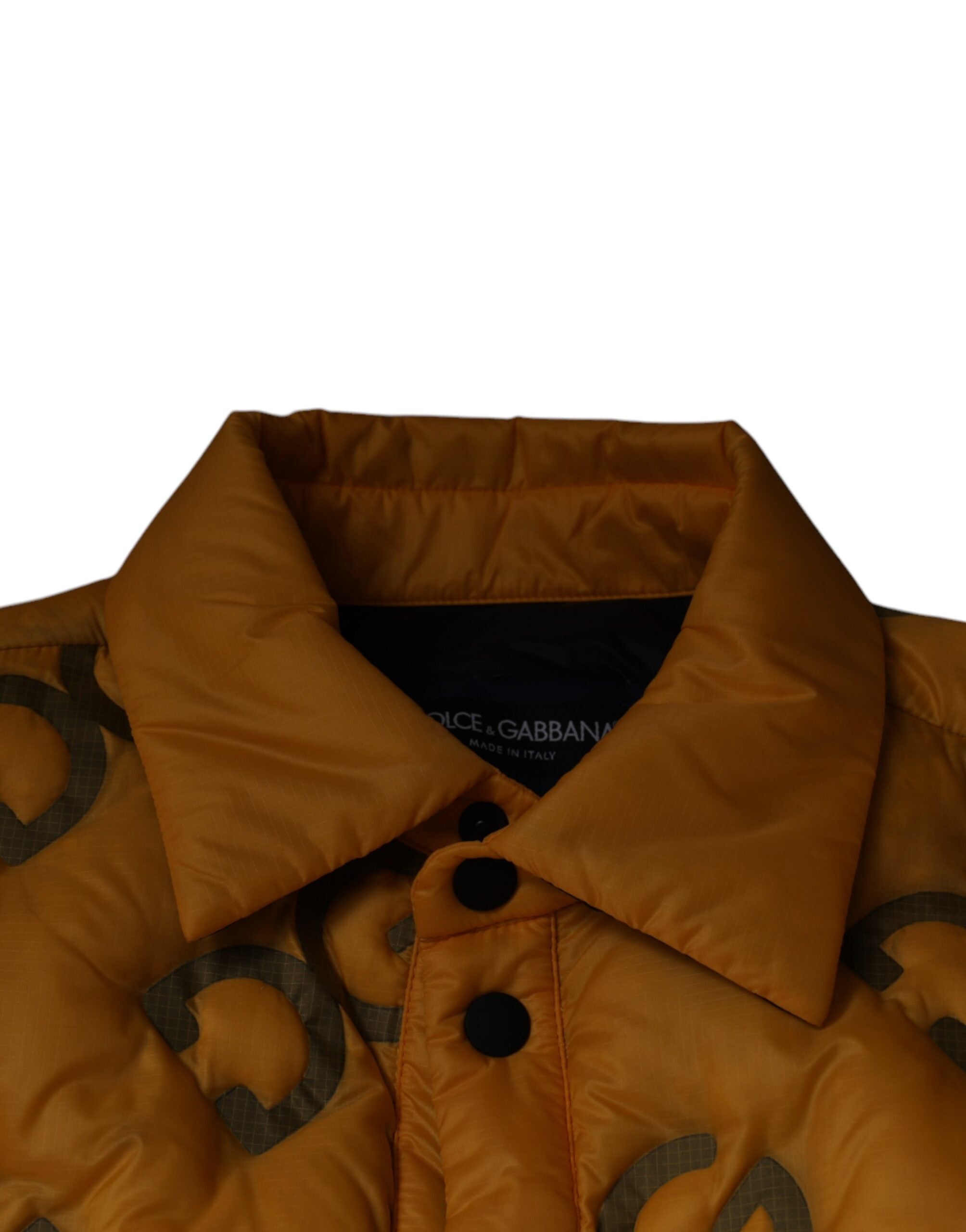 Dolce & Gabbana Yellow Logo Padded Buttoned Blouson Jacket Dolce & Gabbana