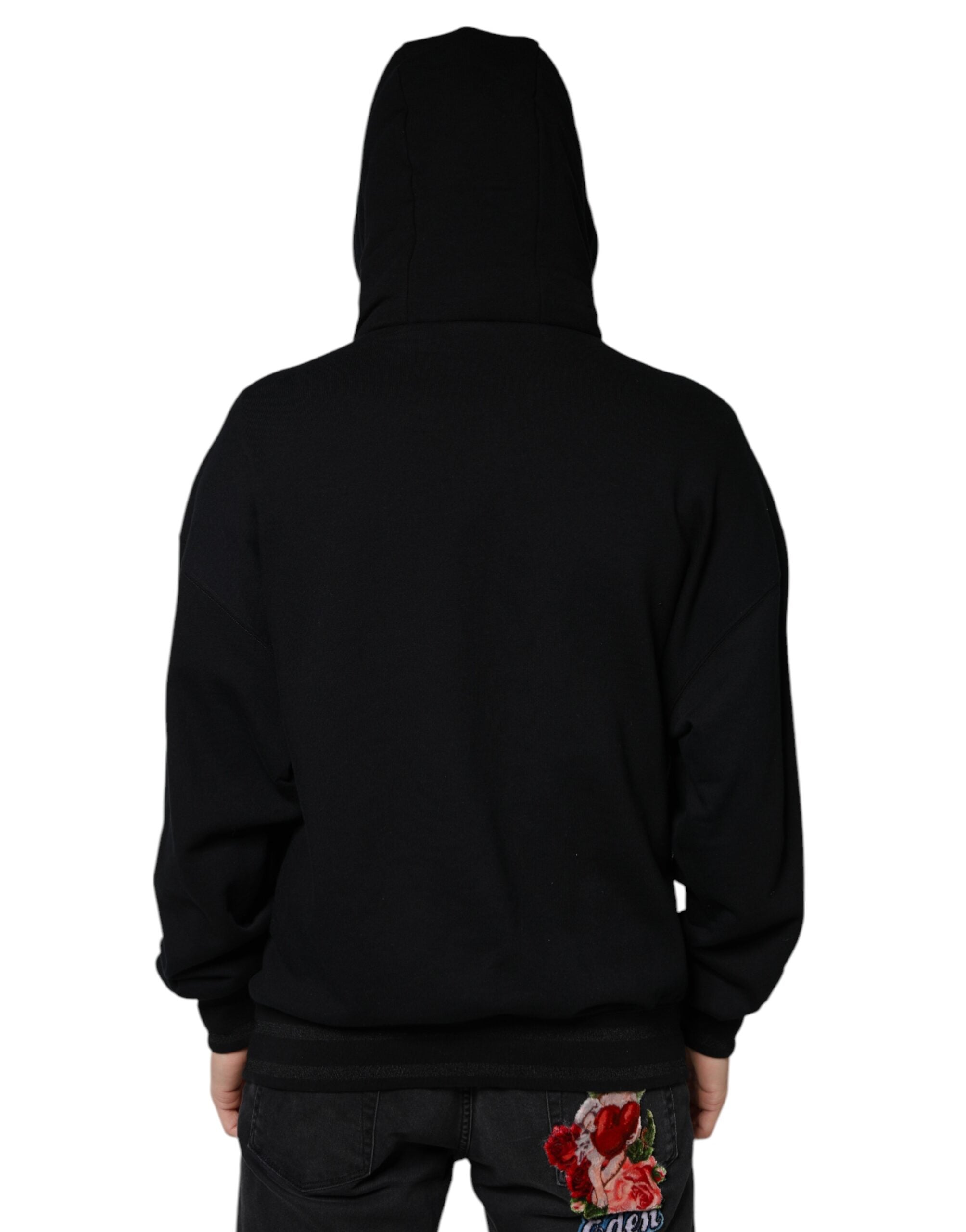 Dolce & Gabbana Black Hooded Pullover Men Sweatshirt Sweater Dolce & Gabbana