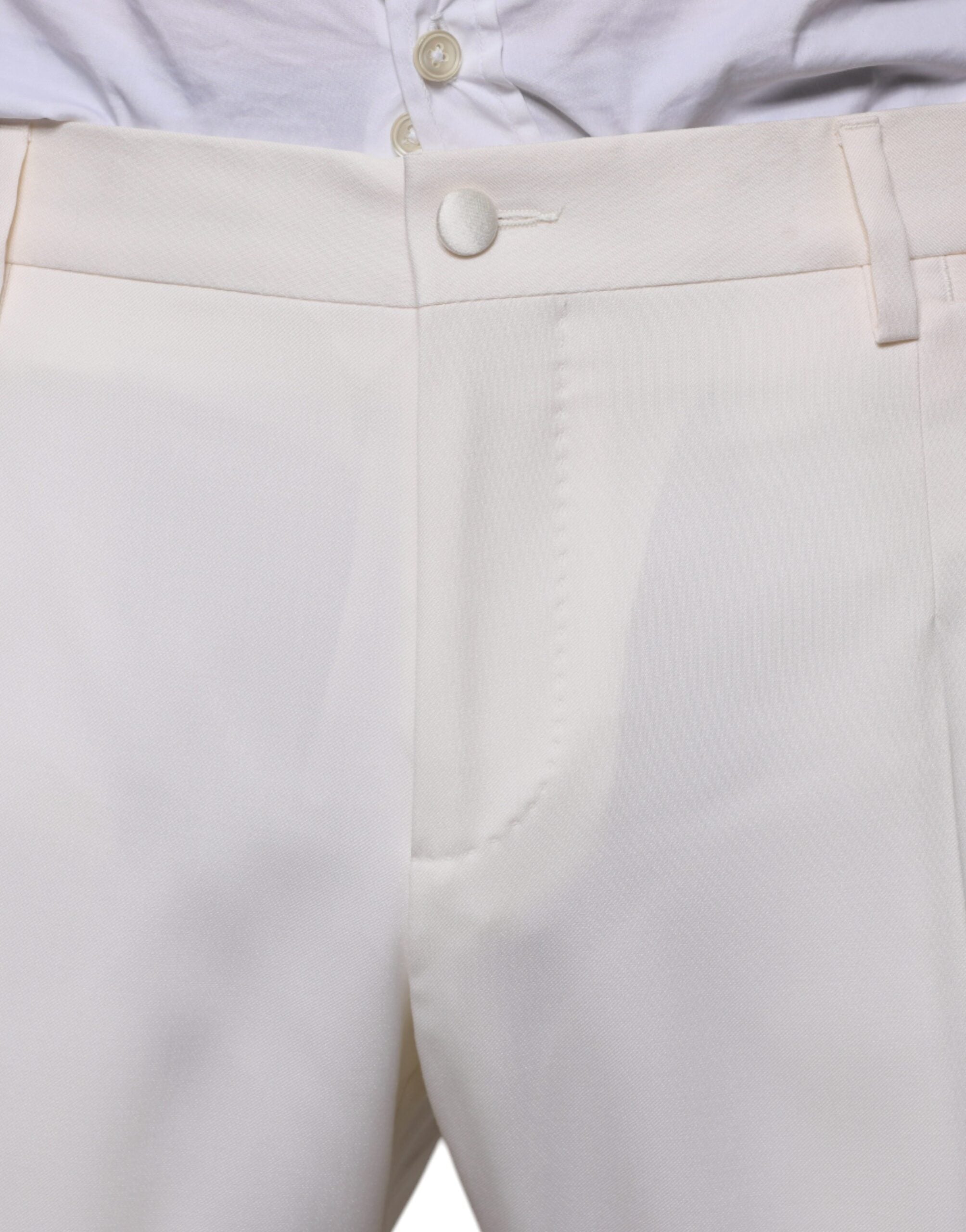 Dolce & Gabbana White Wool Silk 3 Piece SlimFit Formal Suit Dolce & Gabbana