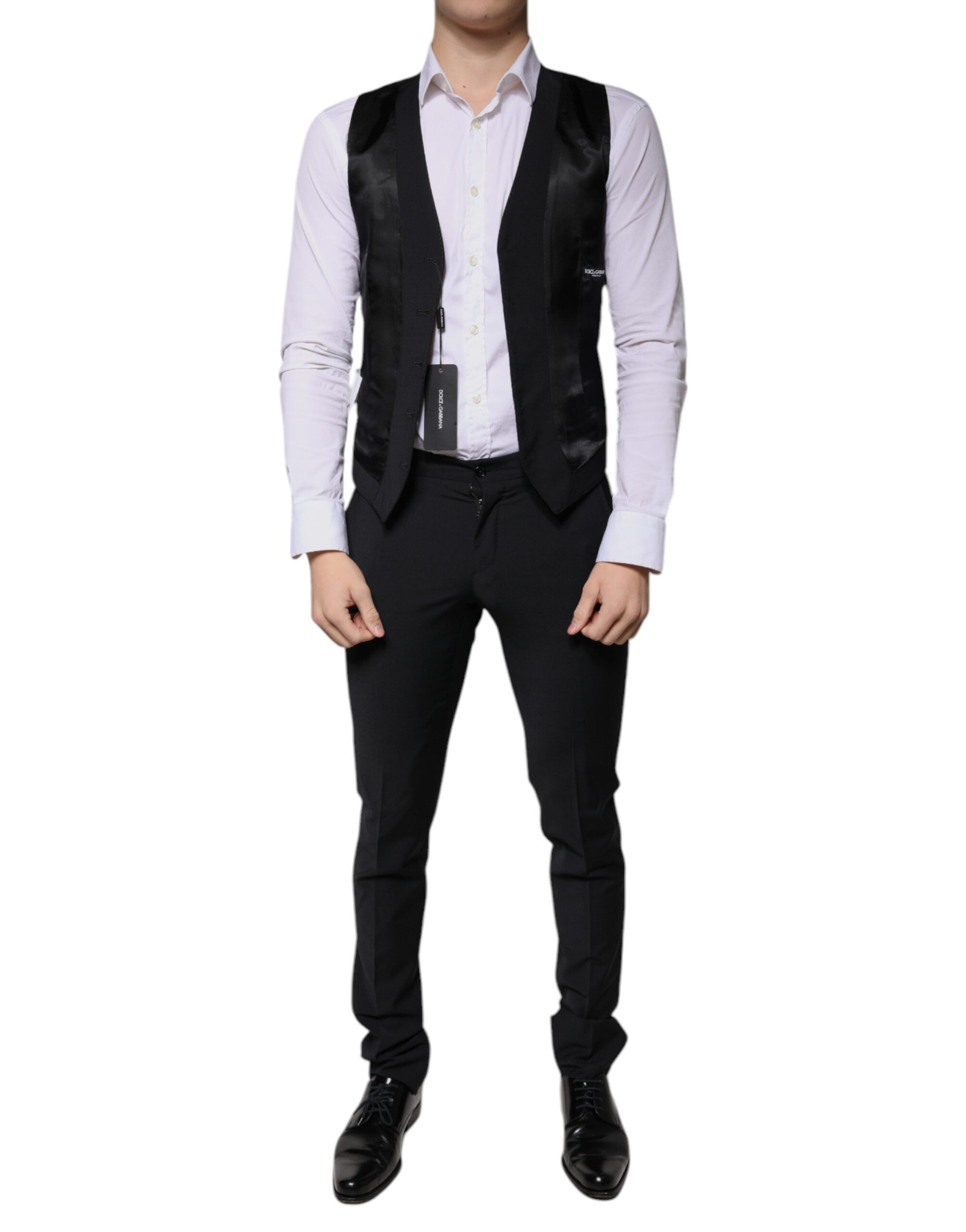 Dolce & Gabbana Black Wool 3 Piece Slim Fit Formal Men Suit Dolce & Gabbana