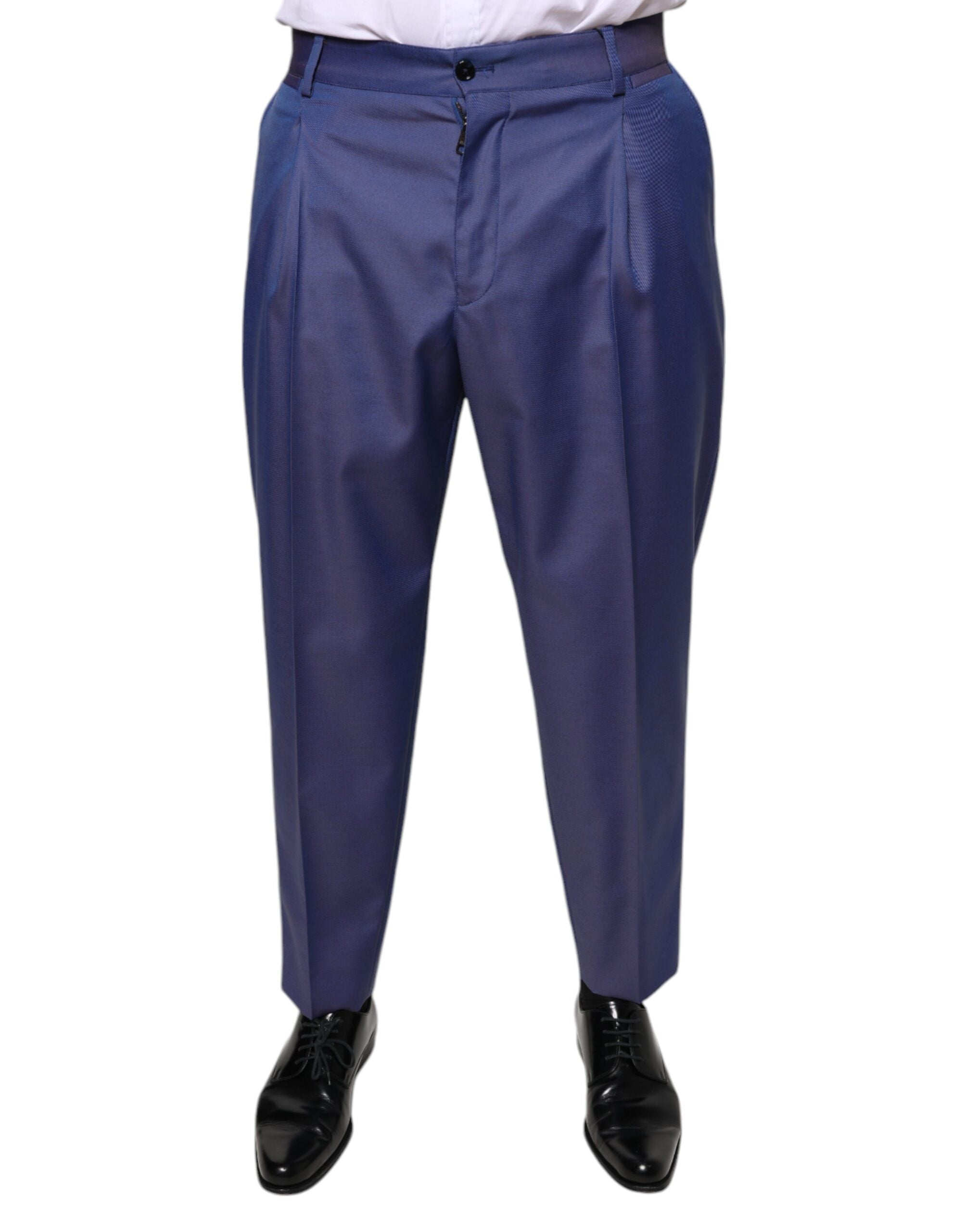 Dolce & Gabbana Blue Wool Tapered Formal Dress Pants Dolce & Gabbana
