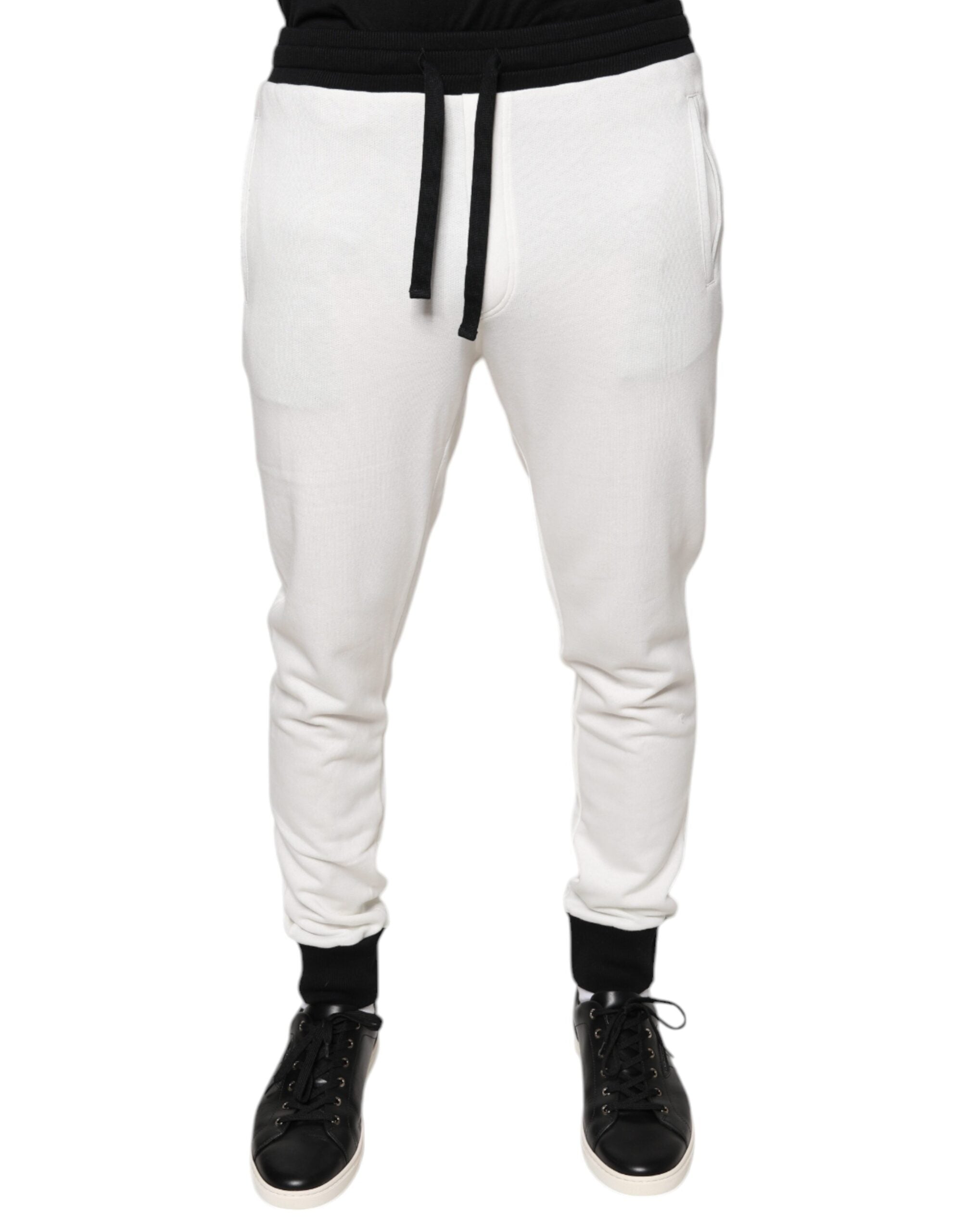 Dolce & Gabbana White Cotton Slim Men Jogger Sweatpants Pants Dolce & Gabbana