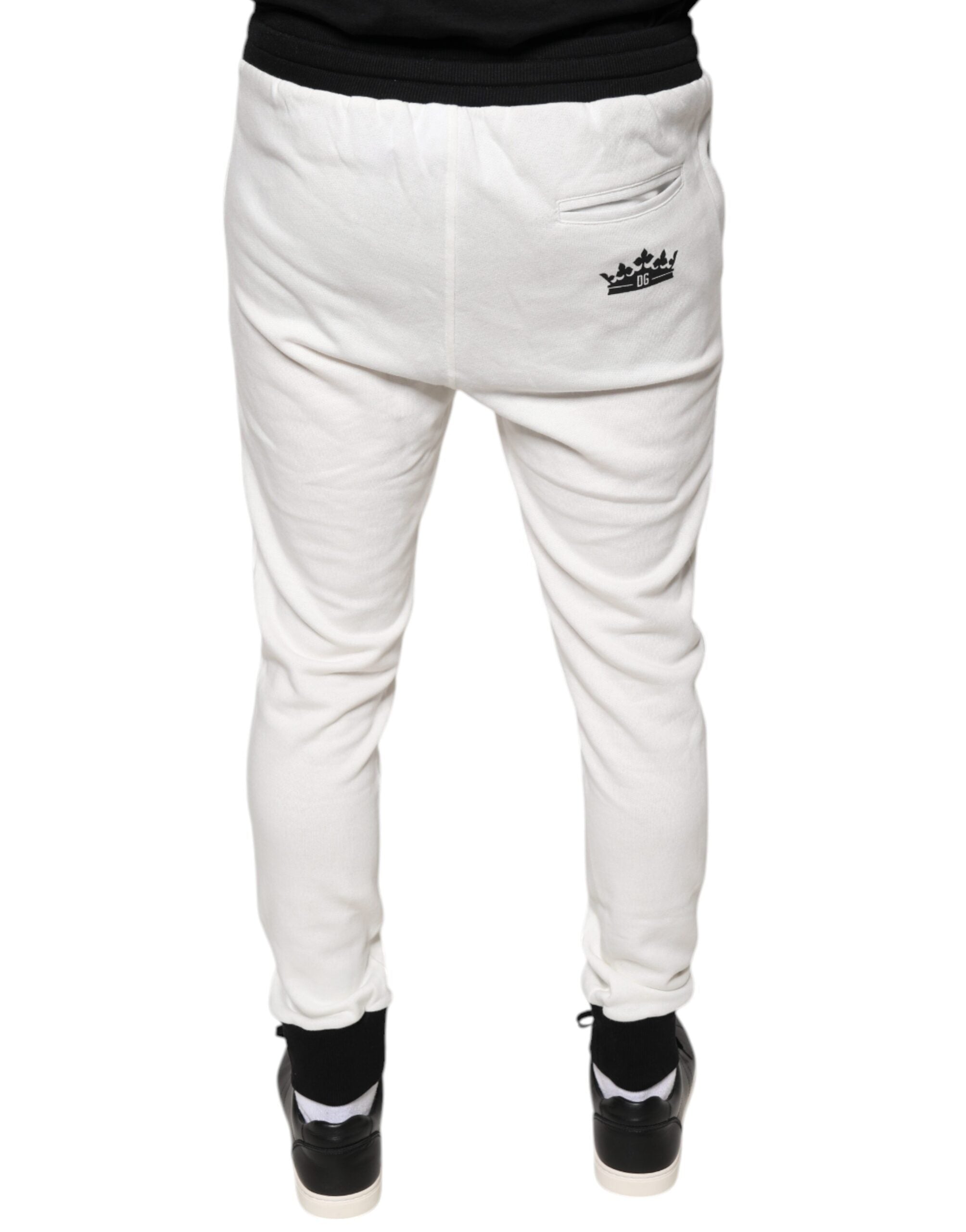 Dolce & Gabbana White Cotton Slim Men Jogger Sweatpants Pants Dolce & Gabbana