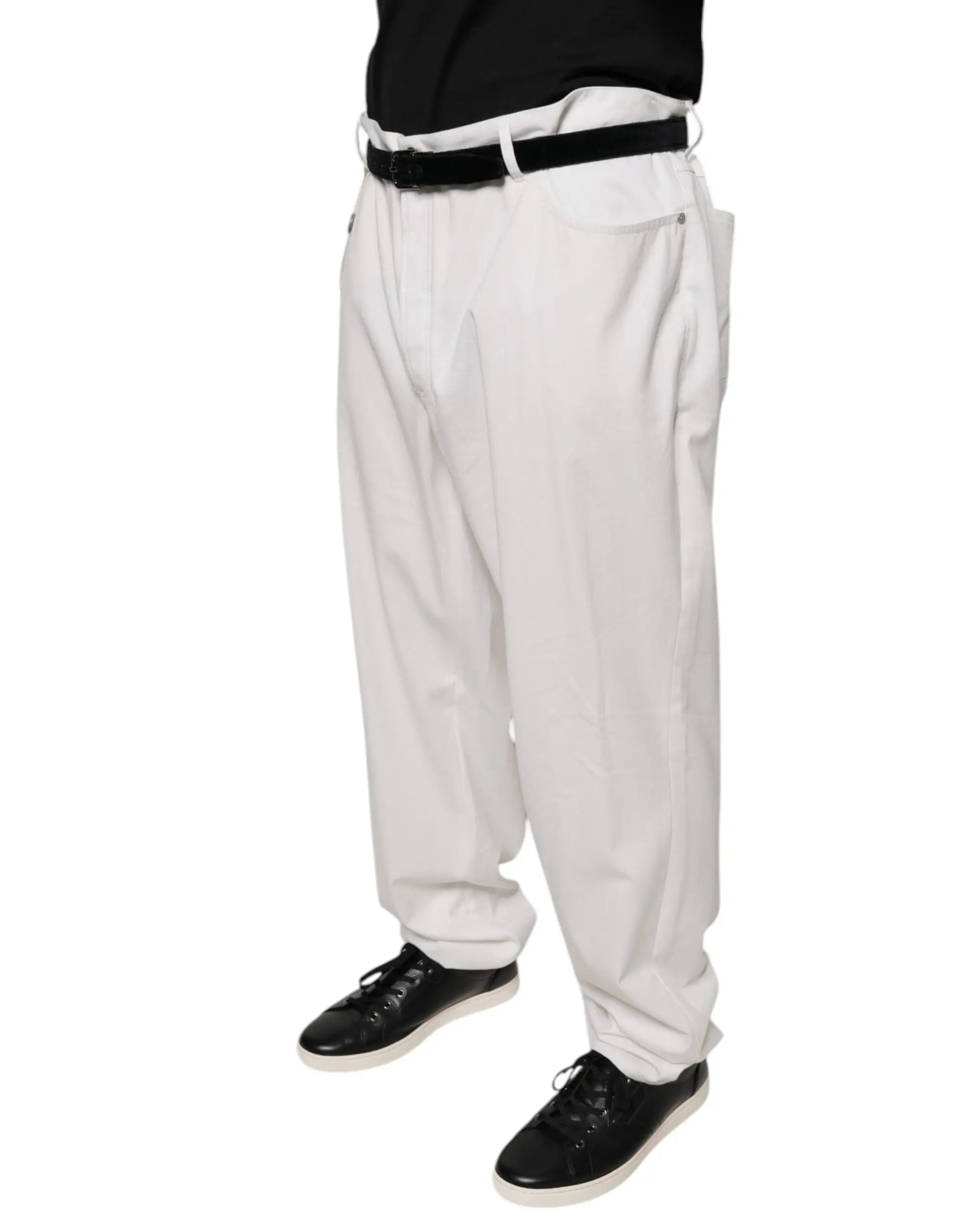 Brunello Cucinelli White Cotton Men Dress Tapered Pants Brunello Cucinelli