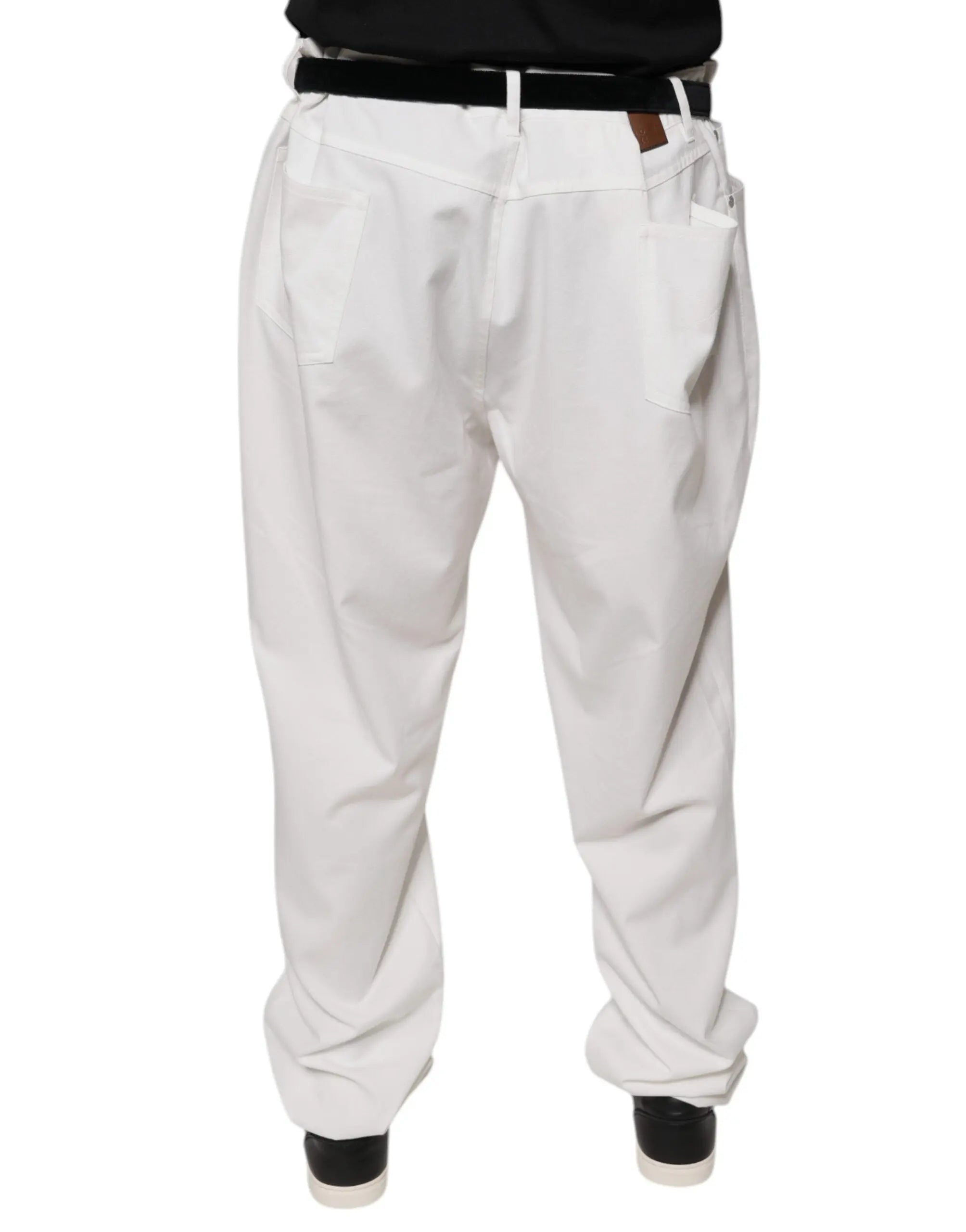 Brunello Cucinelli White Cotton Men Dress Tapered Pants Brunello Cucinelli