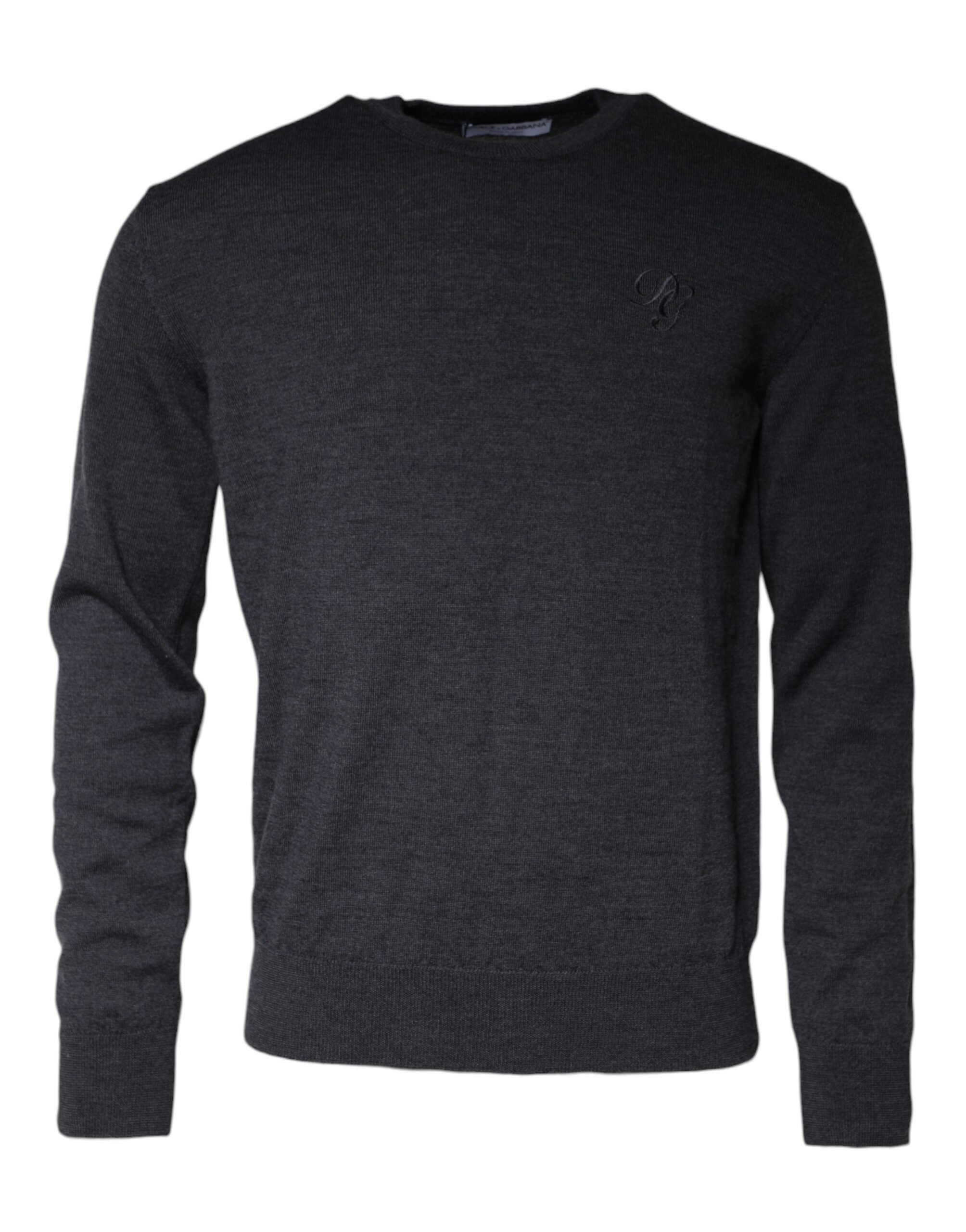 Dolce & Gabbana Dark Gray Wool Crew Neck Pullover Sweater Dolce & Gabbana
