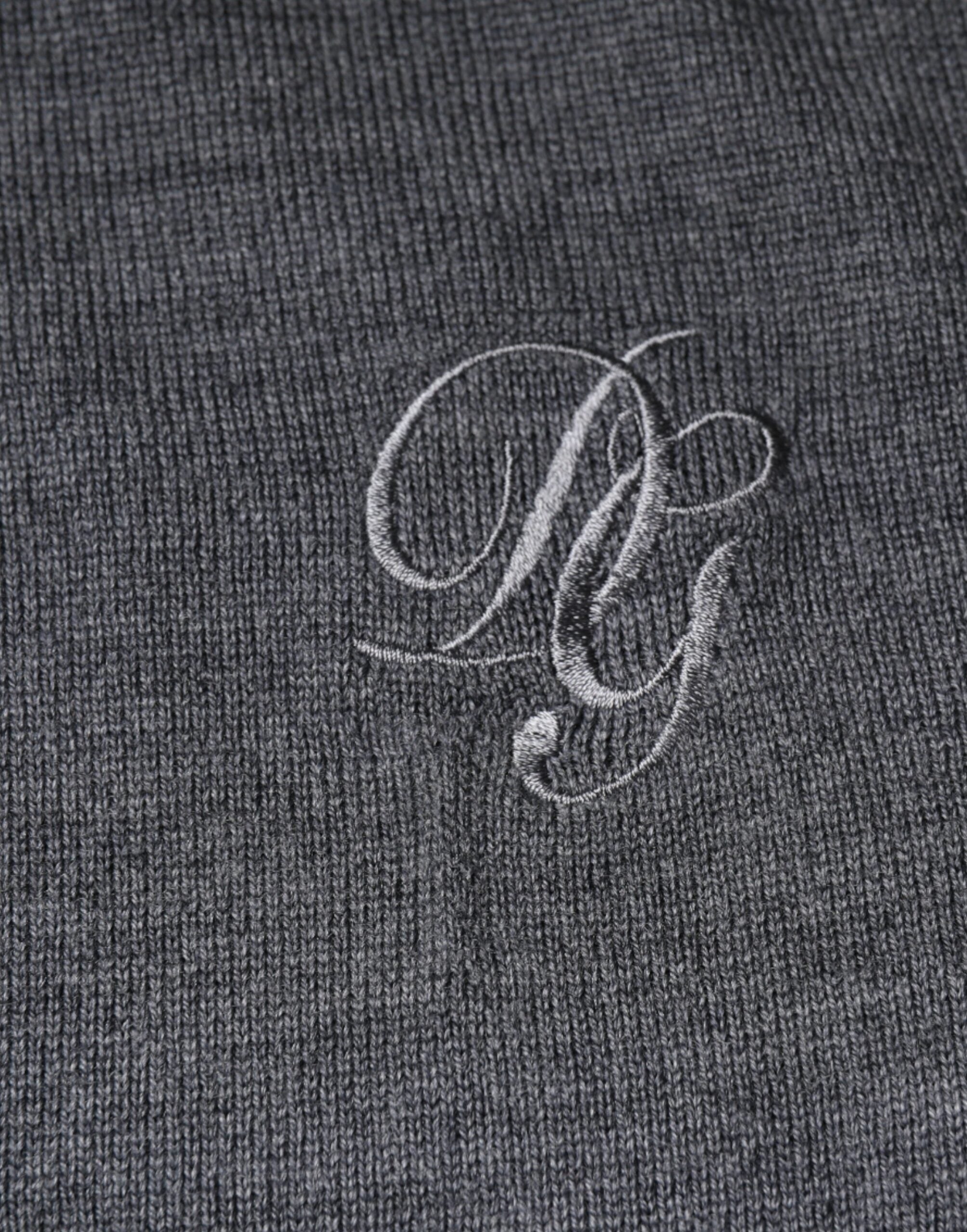 Dolce & Gabbana Dark Gray Wool Crew Neck Pullover Sweater Dolce & Gabbana