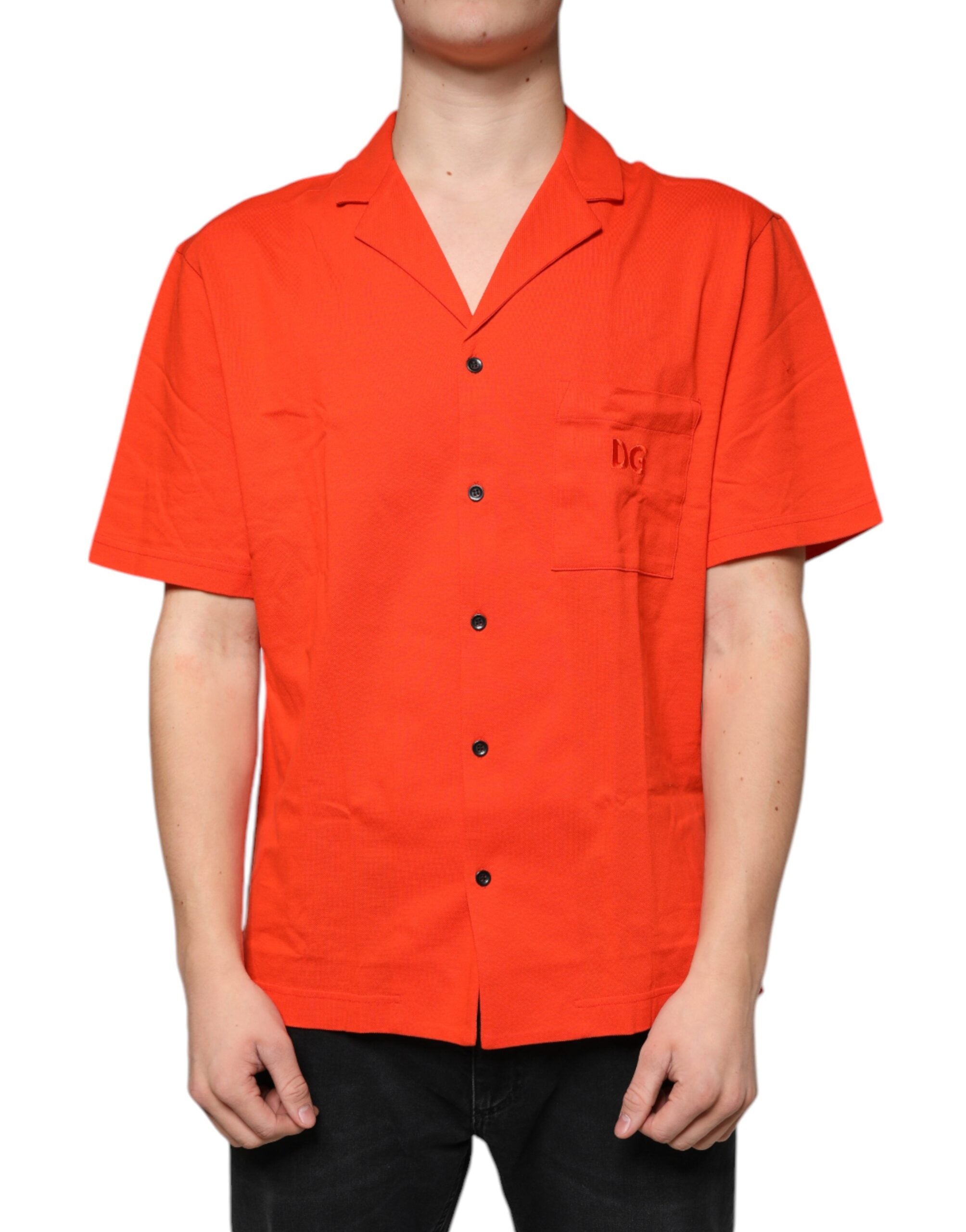 Dolce & Gabbana Orange Cotton Button Down Casual Polo Shirt Dolce & Gabbana