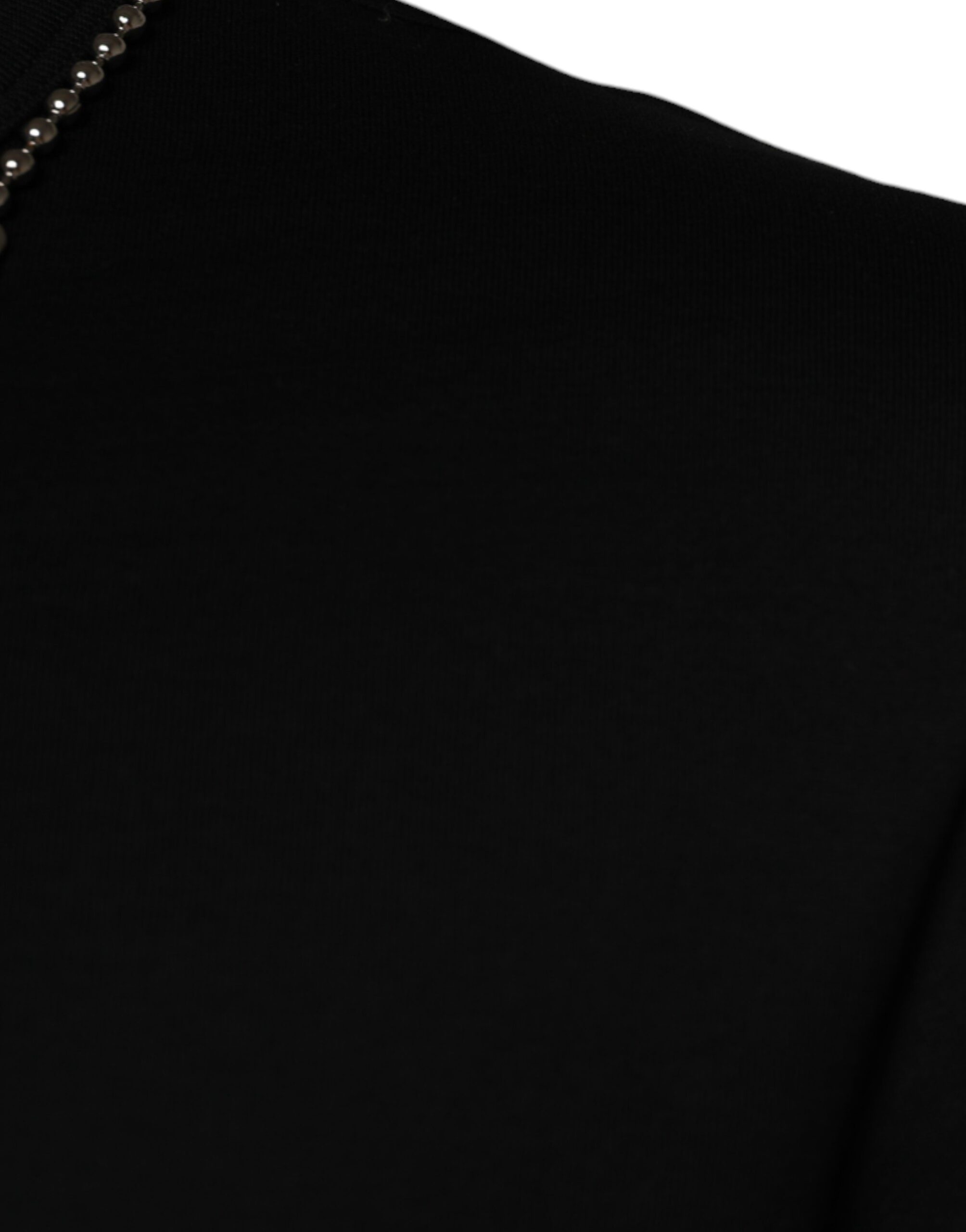 Dolce & Gabbana Black Cotton Necklace Embellished T-shirt Dolce & Gabbana