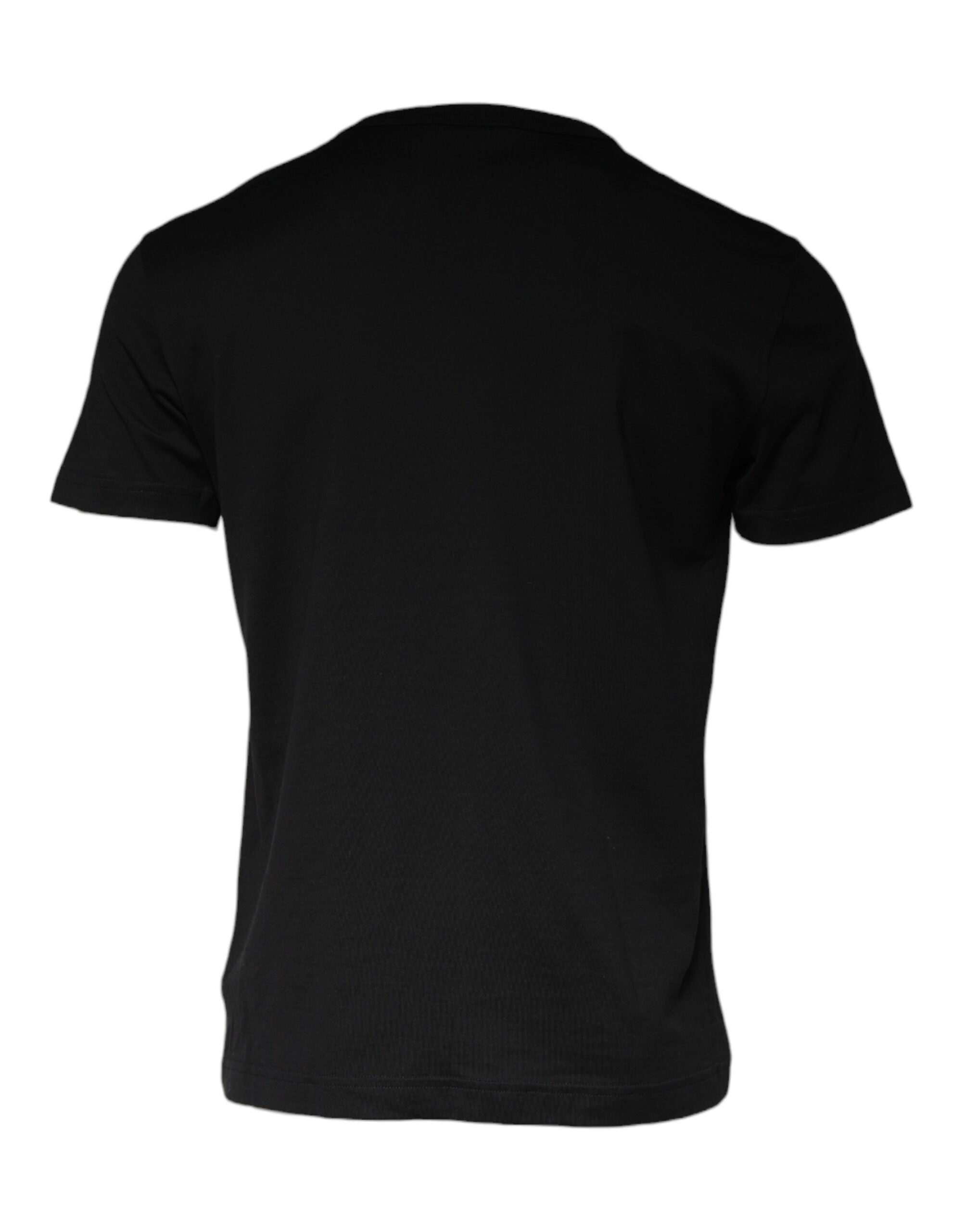 Dolce & Gabbana Black Cotton Necklace Embellished T-shirt Dolce & Gabbana