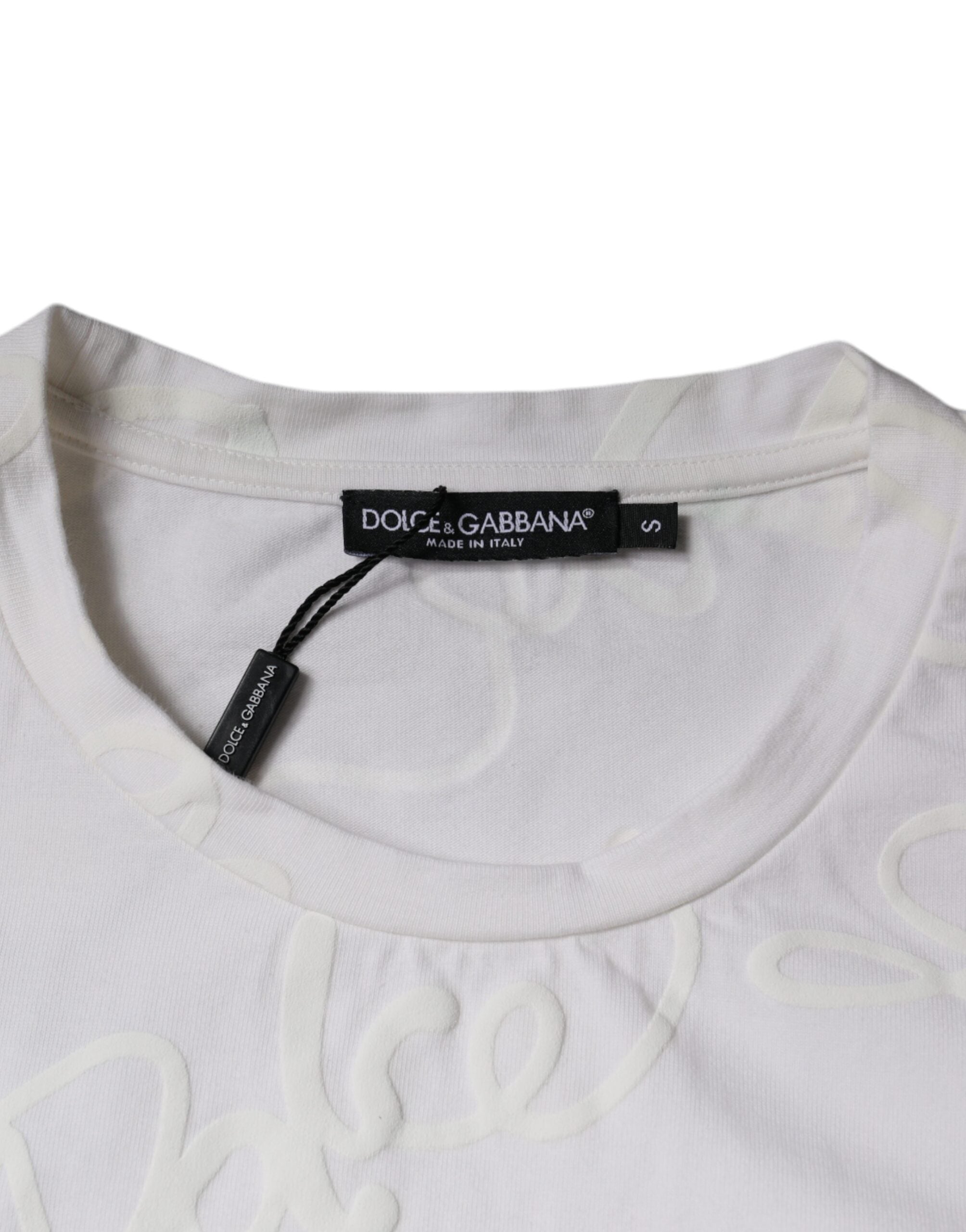 Dolce & Gabbana White Logo Print Cotton Crew Neck T-shirt Dolce & Gabbana
