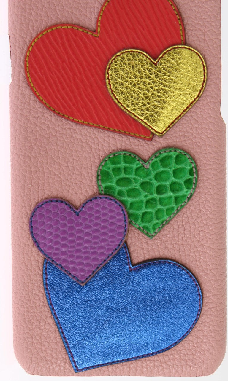 Dolce & Gabbana Pink Leather Heart Phone Cover Dolce & Gabbana