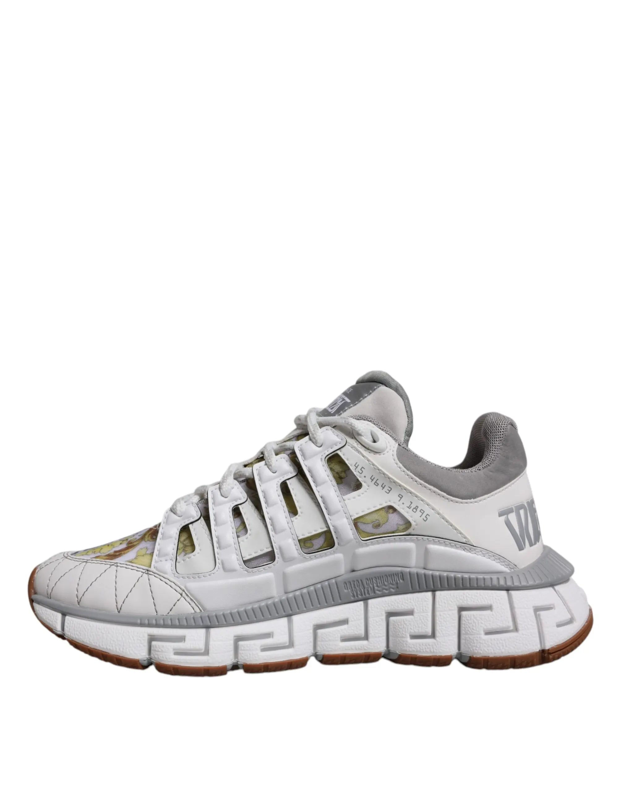 Versace White Trigreca Barocco Print Low Top Sneakers Shoes Versace