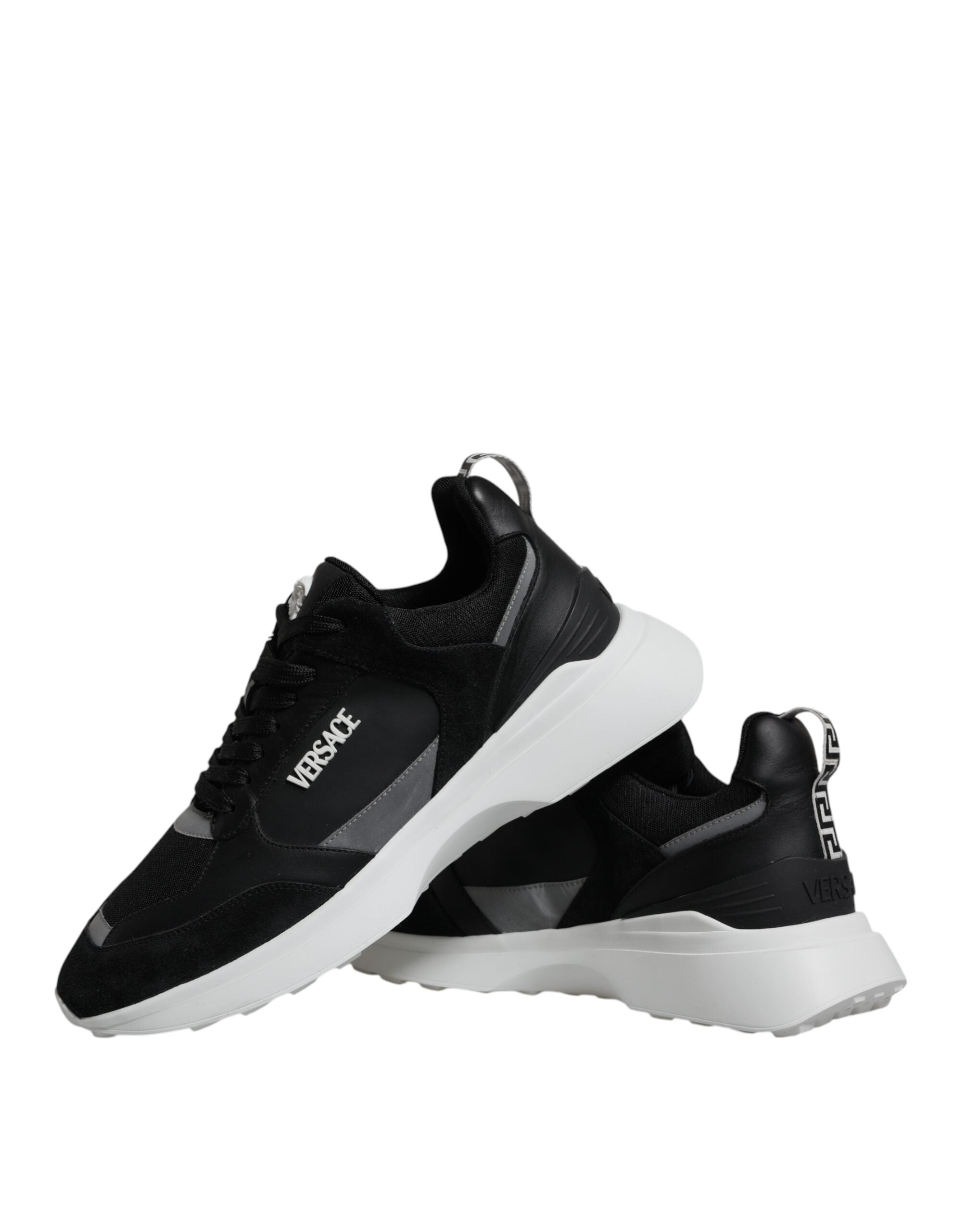 Versace Black Canvas Quad Fabric Medusa Low Top Sneaker Shoes Versace