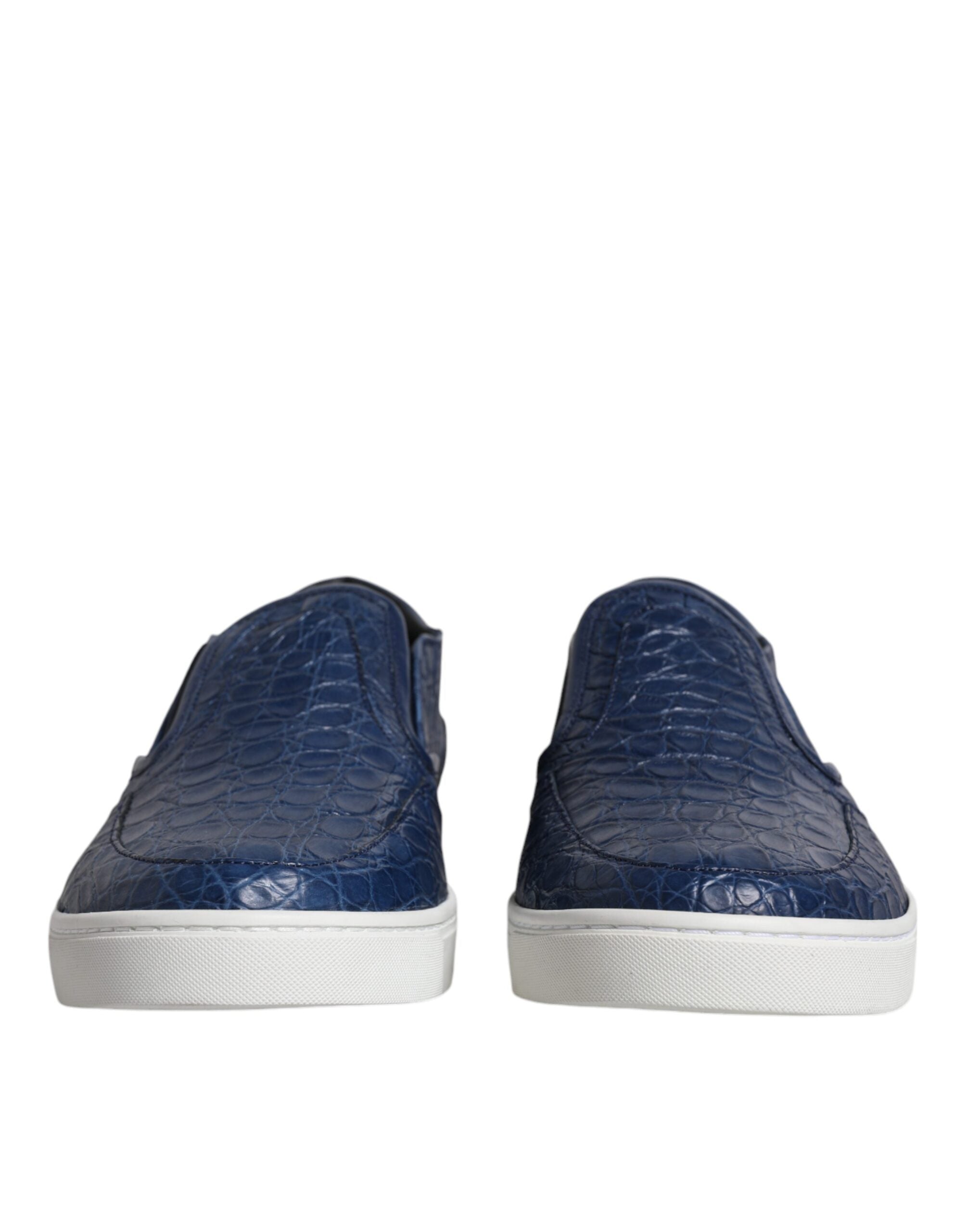 Dolce & Gabbana Blue Croc Exotic Leather Men Sneakers Shoes Dolce & Gabbana