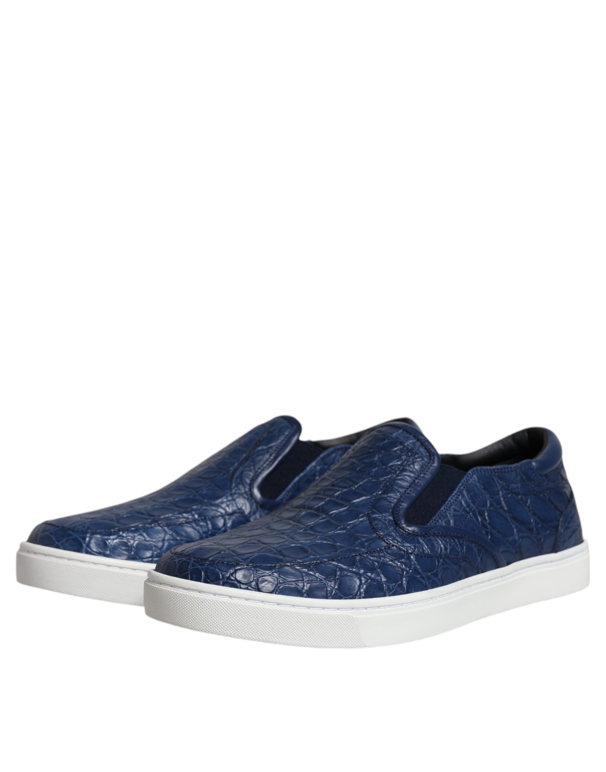 Dolce & Gabbana Blue Croc Exotic Leather Men Sneakers Shoes Dolce & Gabbana