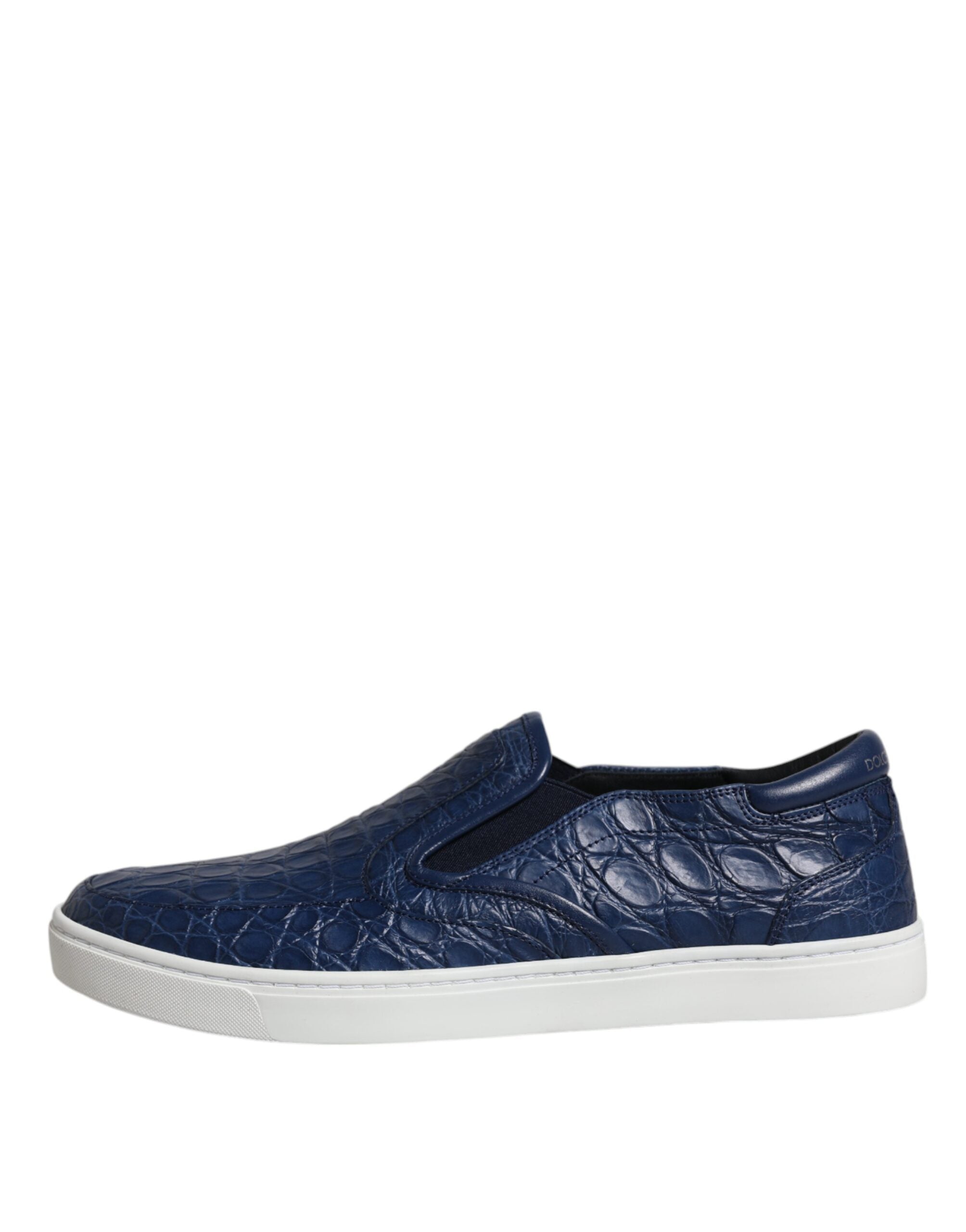 Dolce & Gabbana Blue Croc Exotic Leather Men Sneakers Shoes Dolce & Gabbana