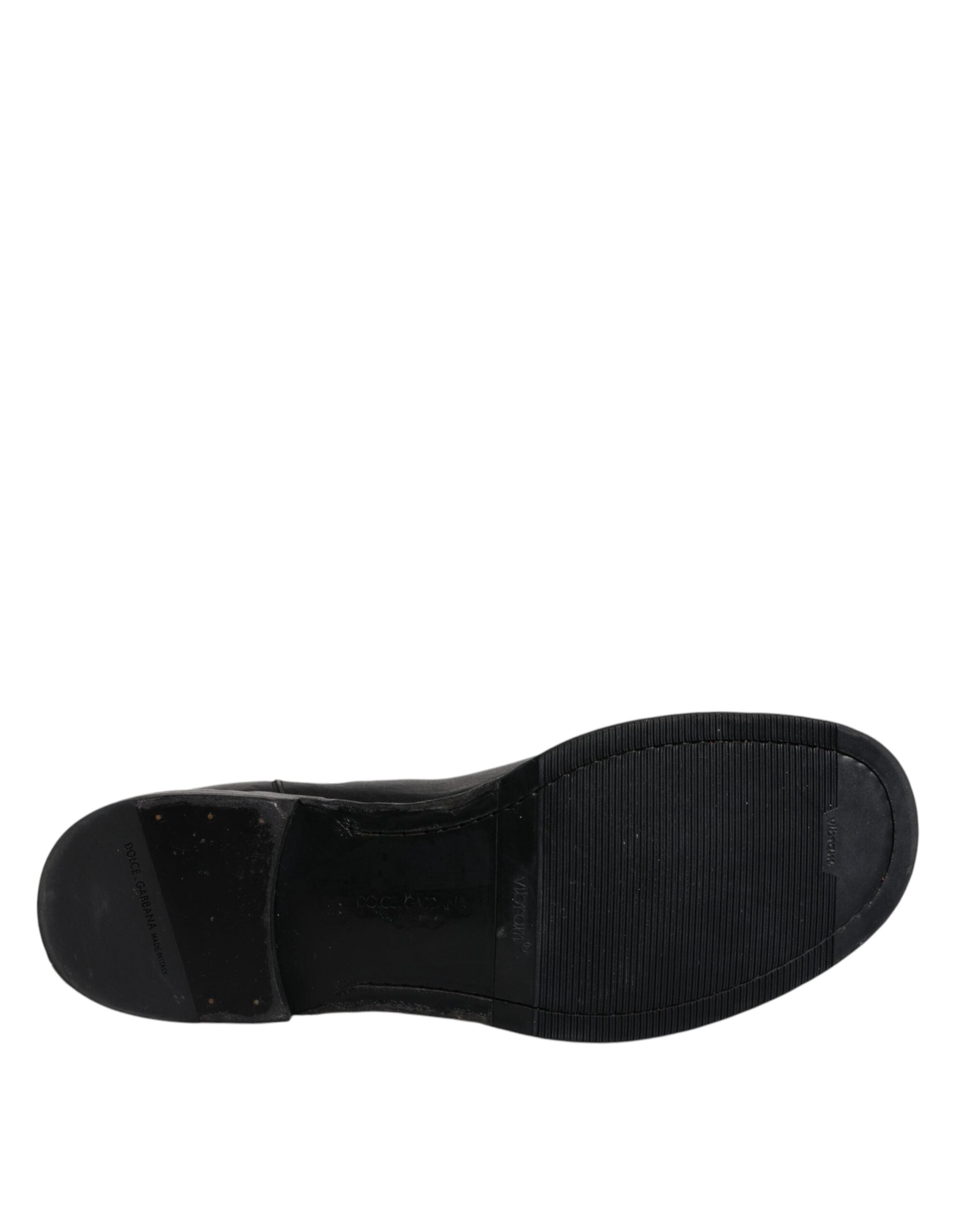 Dolce & Gabbana Black Horse Leather Mid Calf Boots Shoes Dolce & Gabbana