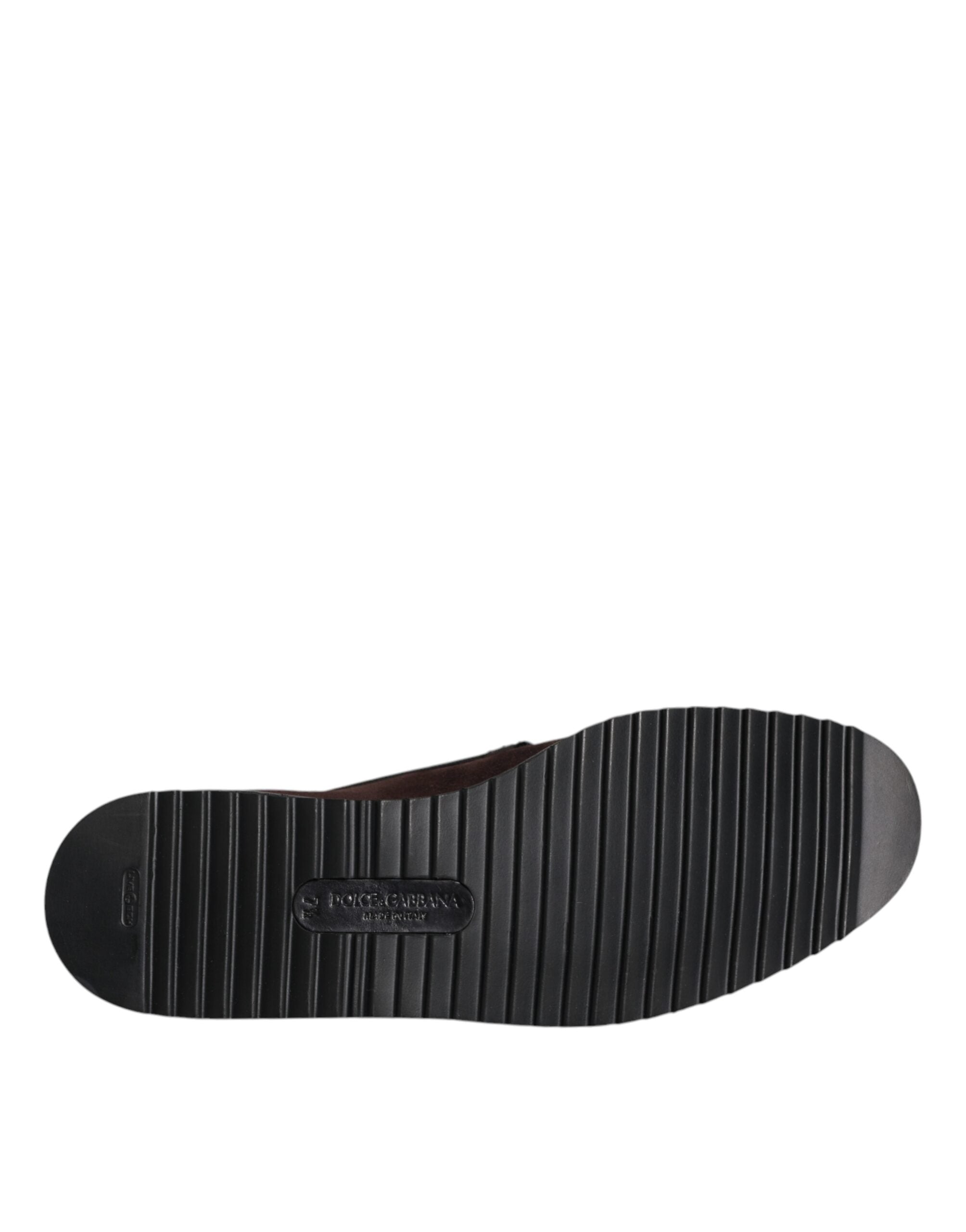 Dolce & Gabbana Brown Suede DG Family Slip On Flats Shoes Dolce & Gabbana