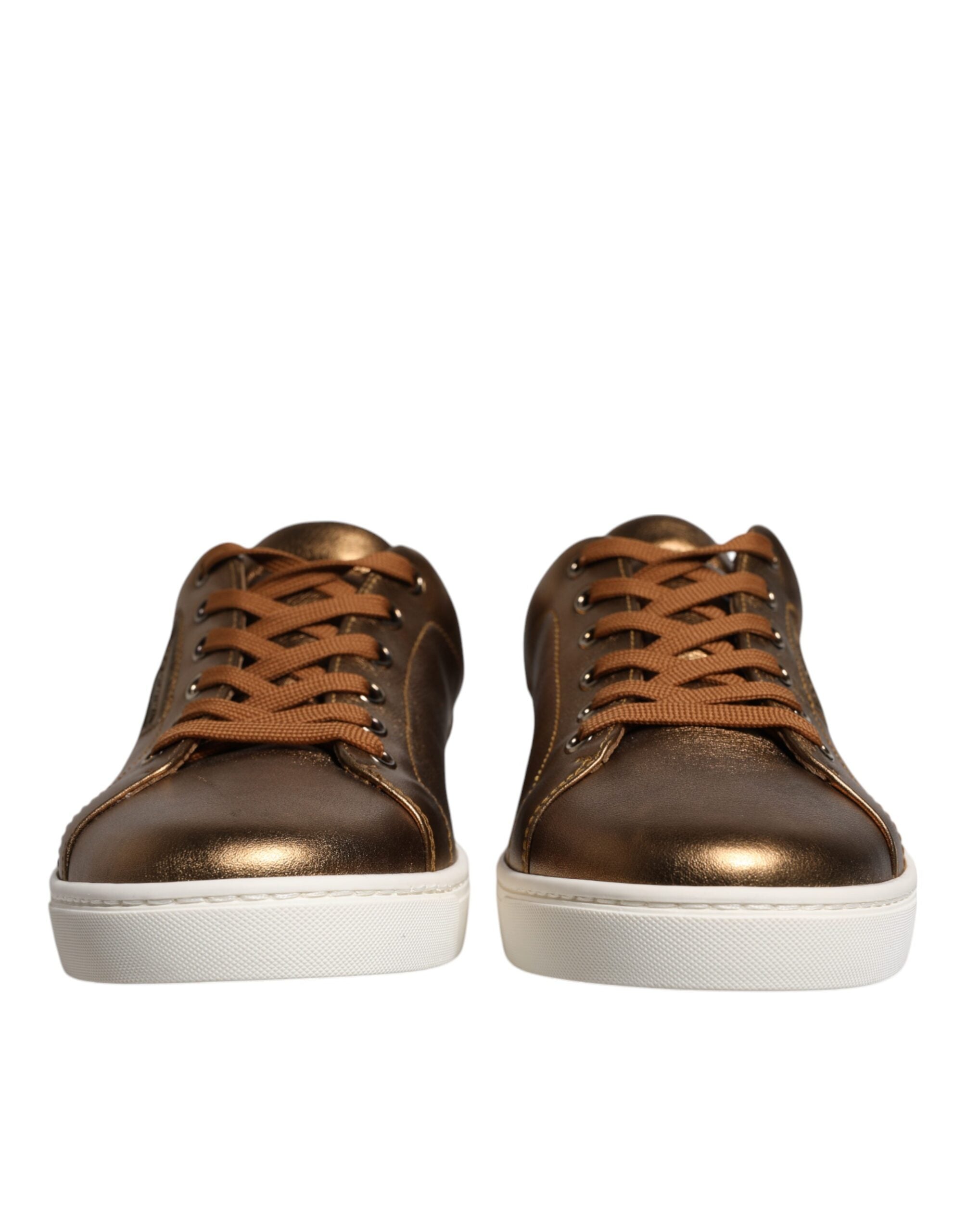 Dolce & Gabbana Gold Leather Logo London Men Sneaker Shoes Dolce & Gabbana