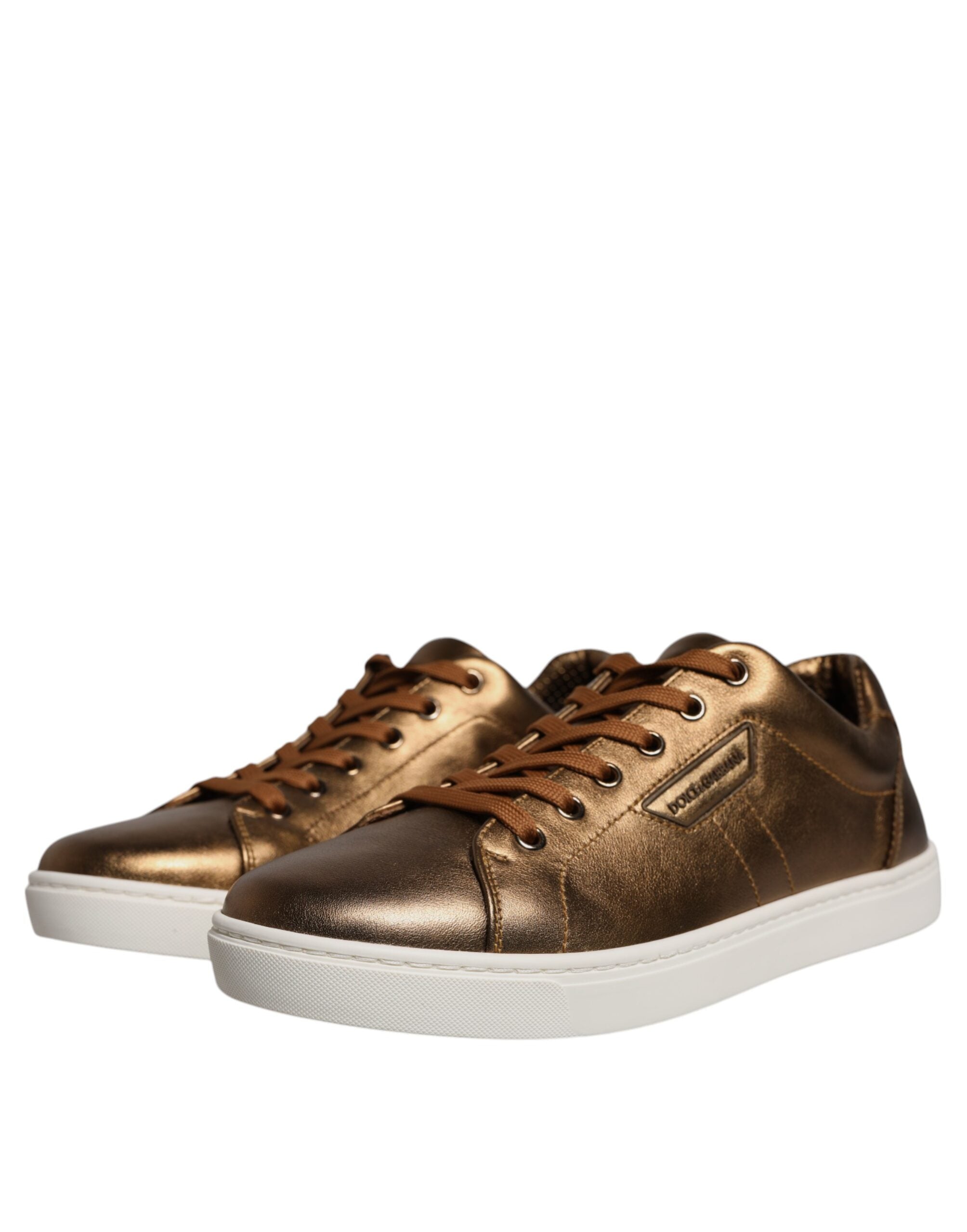 Dolce & Gabbana Gold Leather Logo London Men Sneaker Shoes Dolce & Gabbana