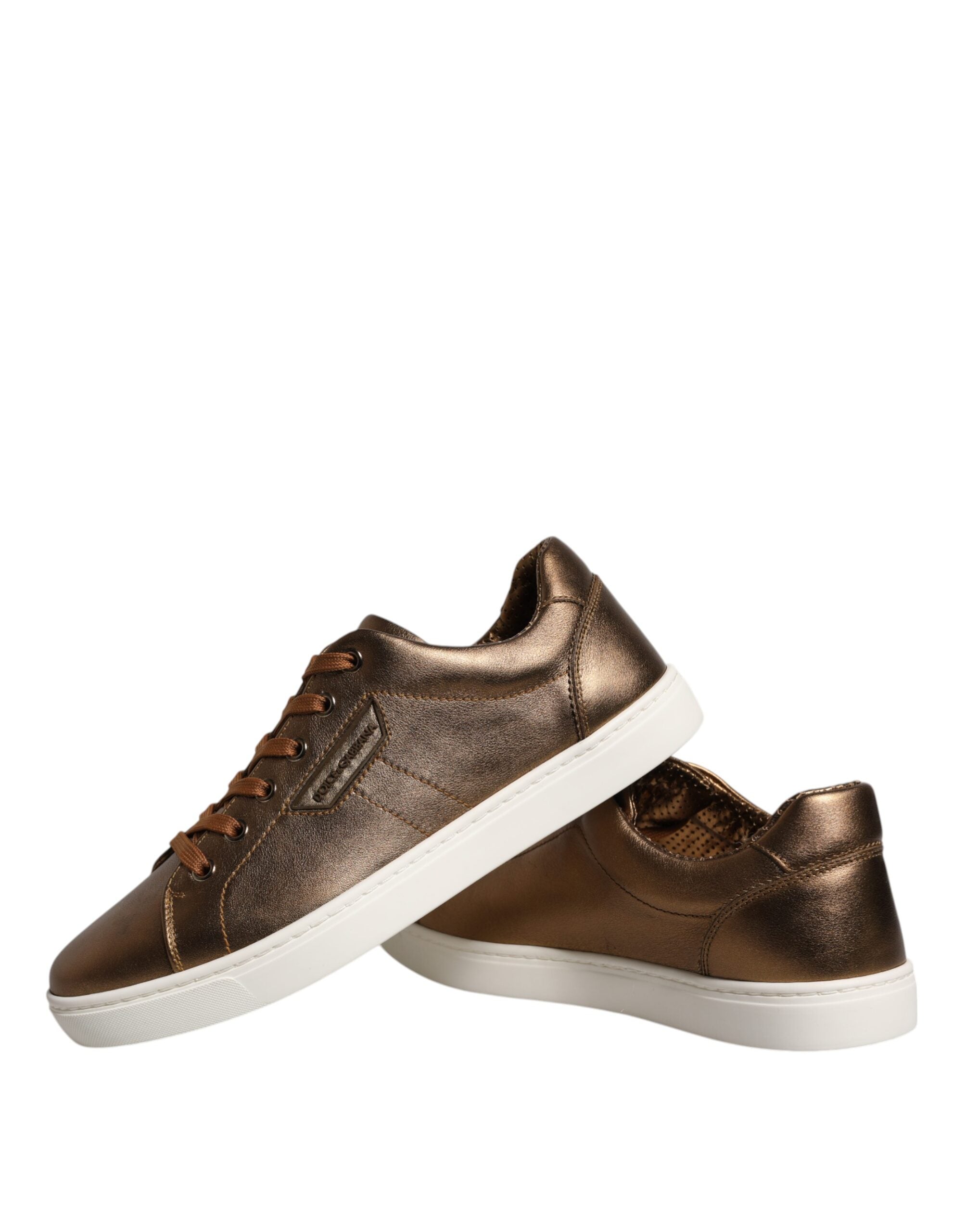 Dolce & Gabbana Gold Leather Logo London Men Sneaker Shoes Dolce & Gabbana