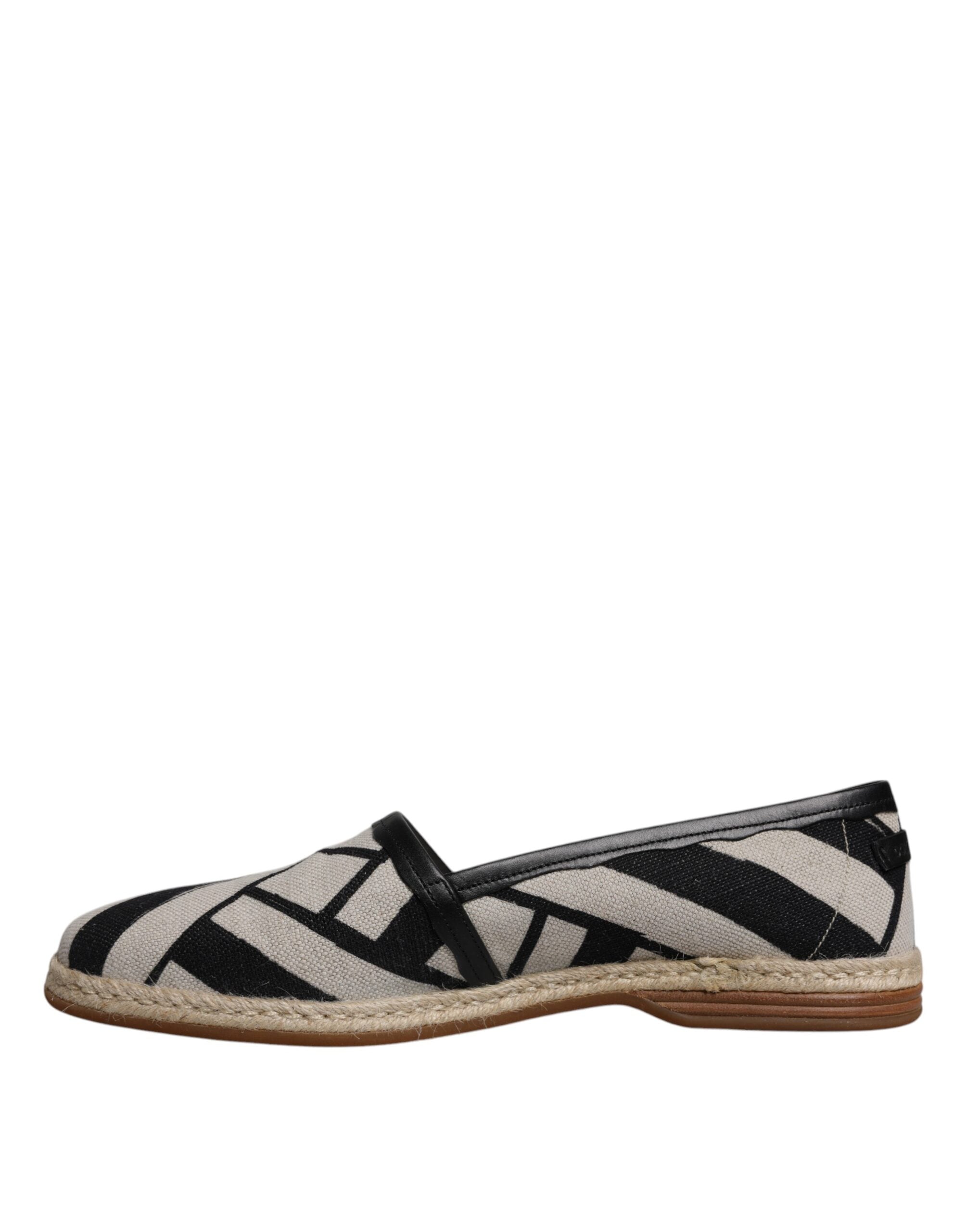 Dolce & Gabbana Black White Stripes Slip On Espadrille Shoes Dolce & Gabbana