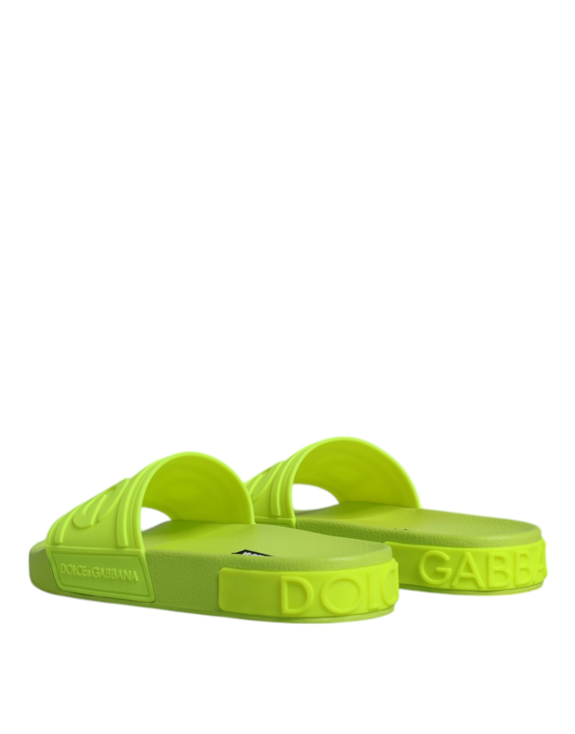 Dolce & Gabbana Green Rubber Slides Sandals Beachwear Shoes Dolce & Gabbana
