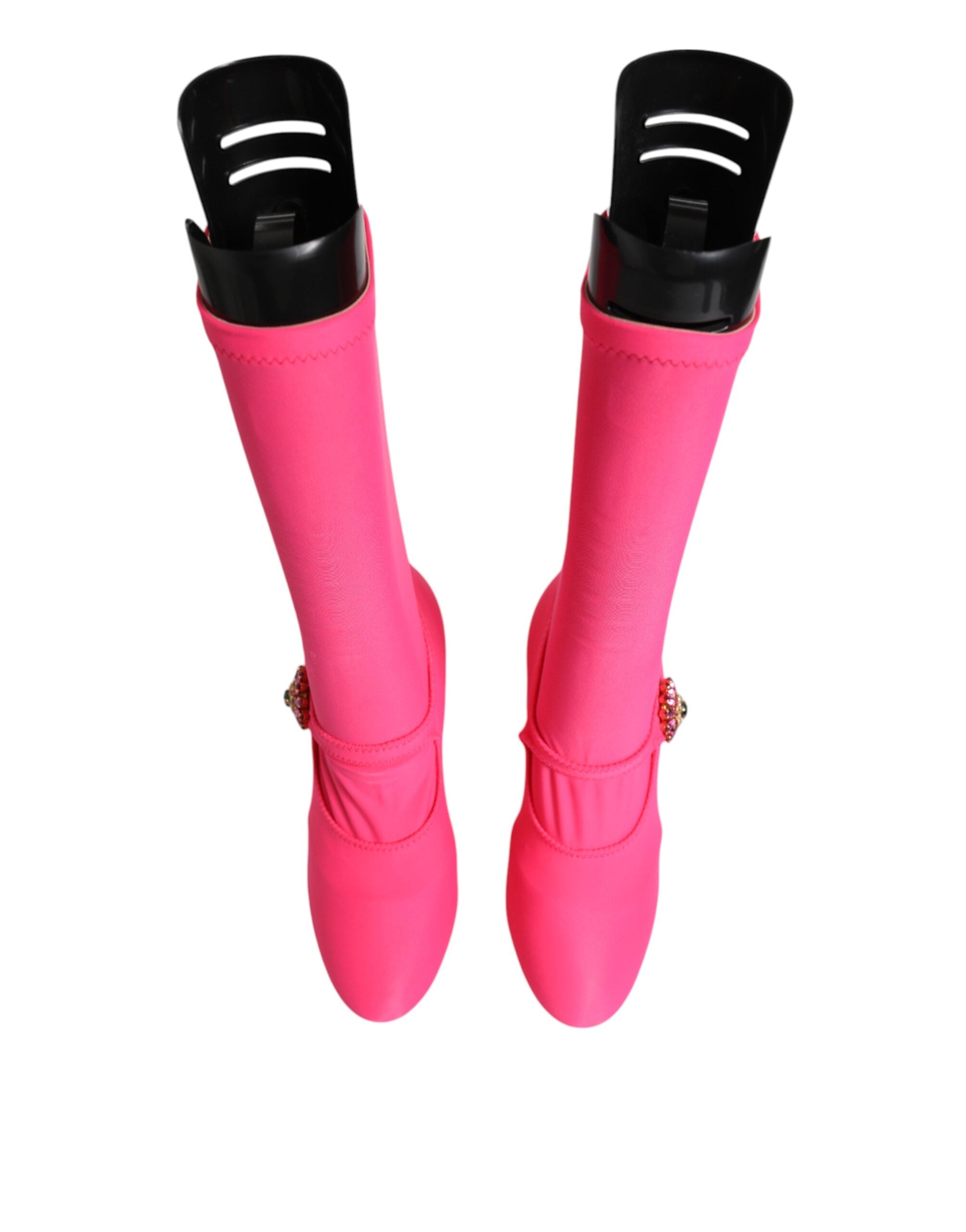 Dolce & Gabbana Pink Nylon Crystal Vally High Boots Shoes Dolce & Gabbana