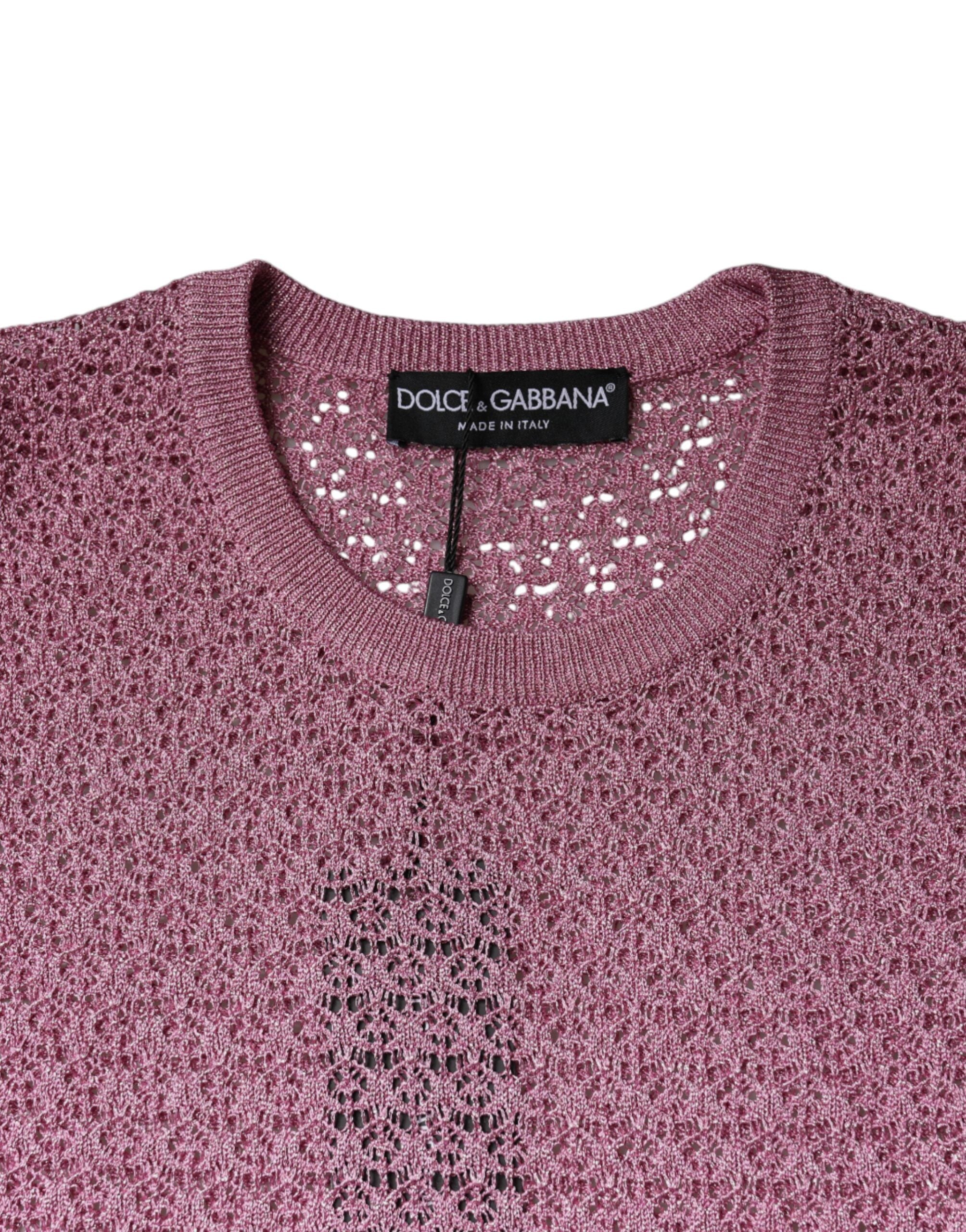 Dolce & Gabbana Pink Mesh See Through Sleeveless Tank Top Dolce & Gabbana