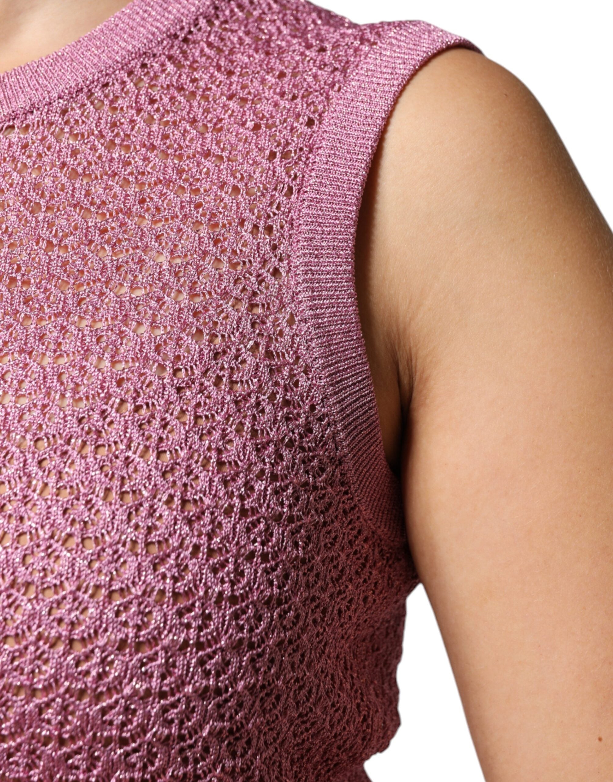 Dolce & Gabbana Pink Mesh See Through Sleeveless Tank Top Dolce & Gabbana