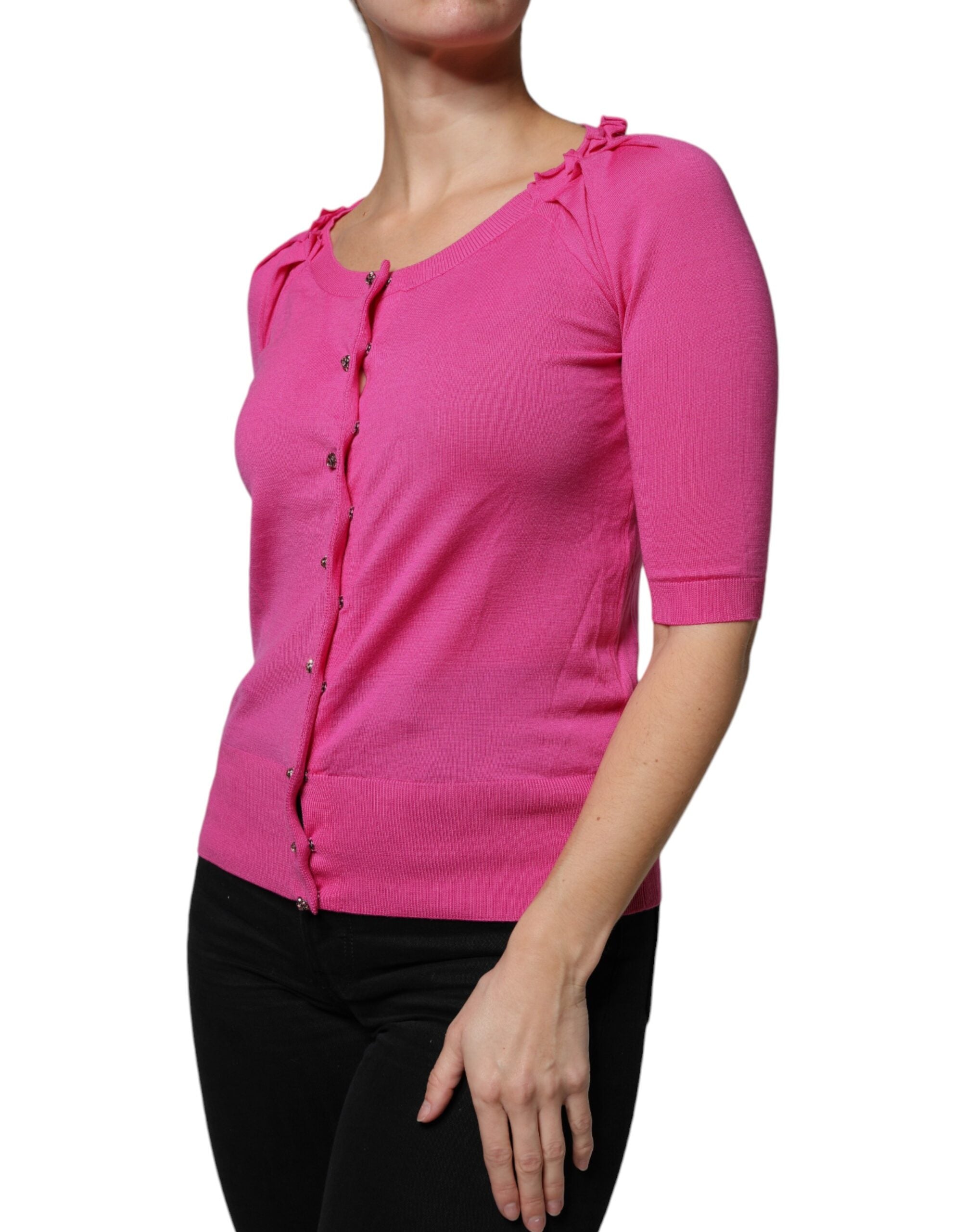 Dolce & Gabbana Pink Wool Button Down Cardigan Sweater Dolce & Gabbana