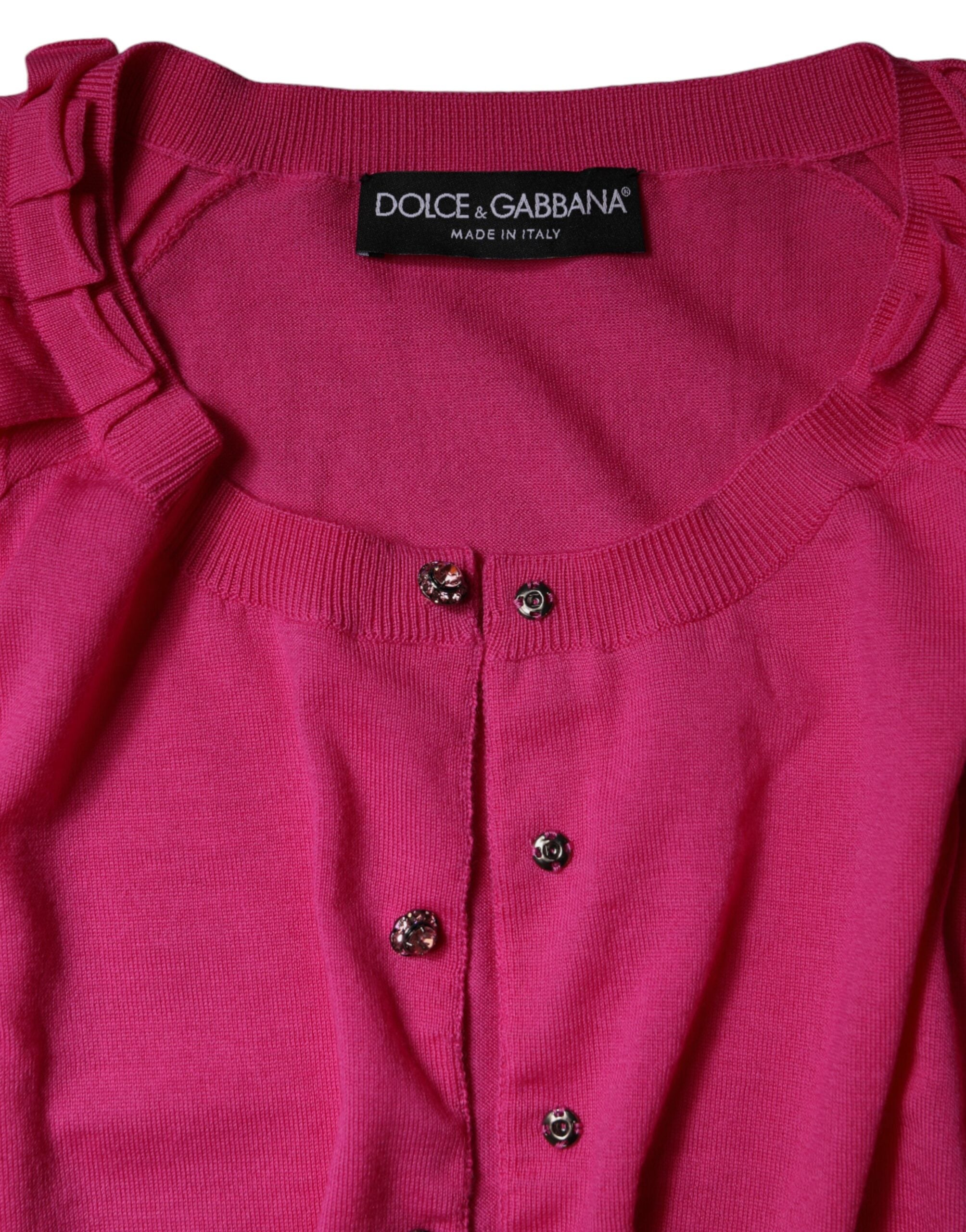 Dolce & Gabbana Pink Wool Button Down Cardigan Sweater Dolce & Gabbana