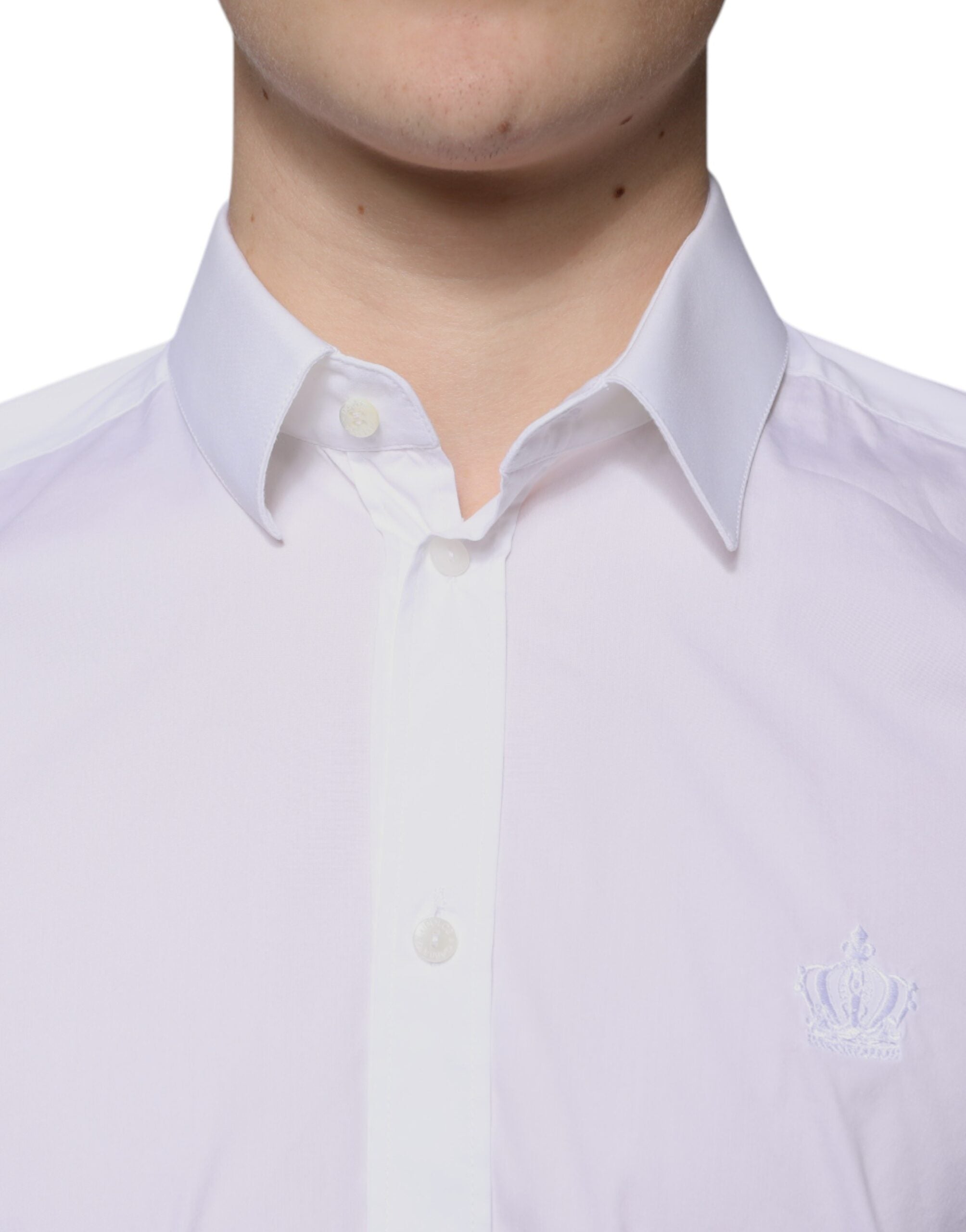 Dolce & Gabbana White Cotton Blend Men MARTINI Dress Shirt Dolce & Gabbana